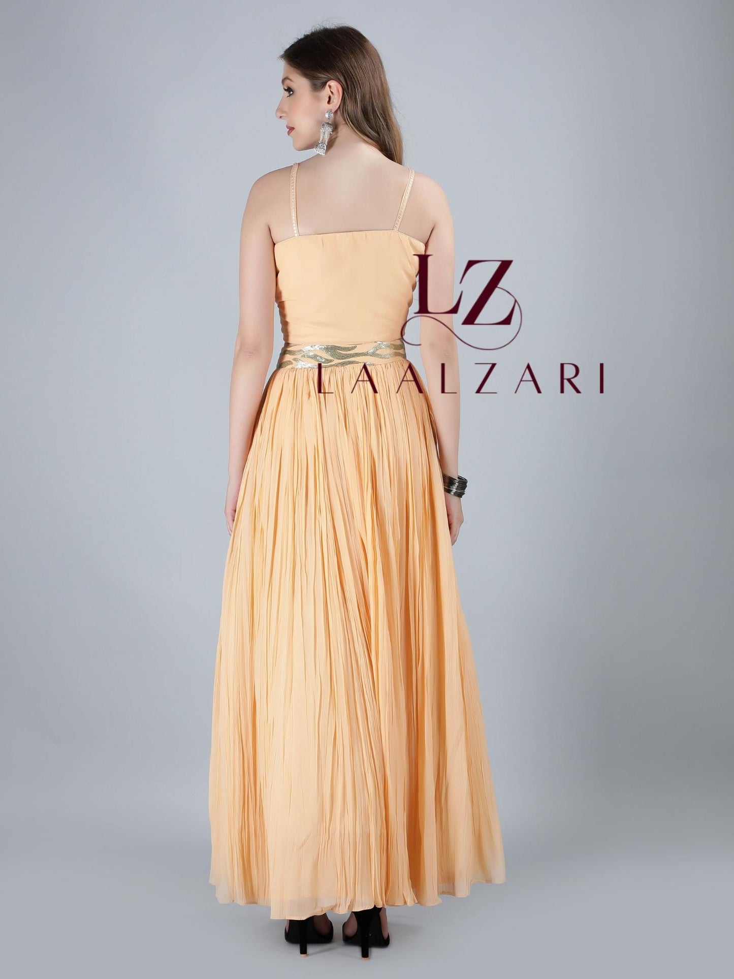 Pernia Peach crop top with skirt