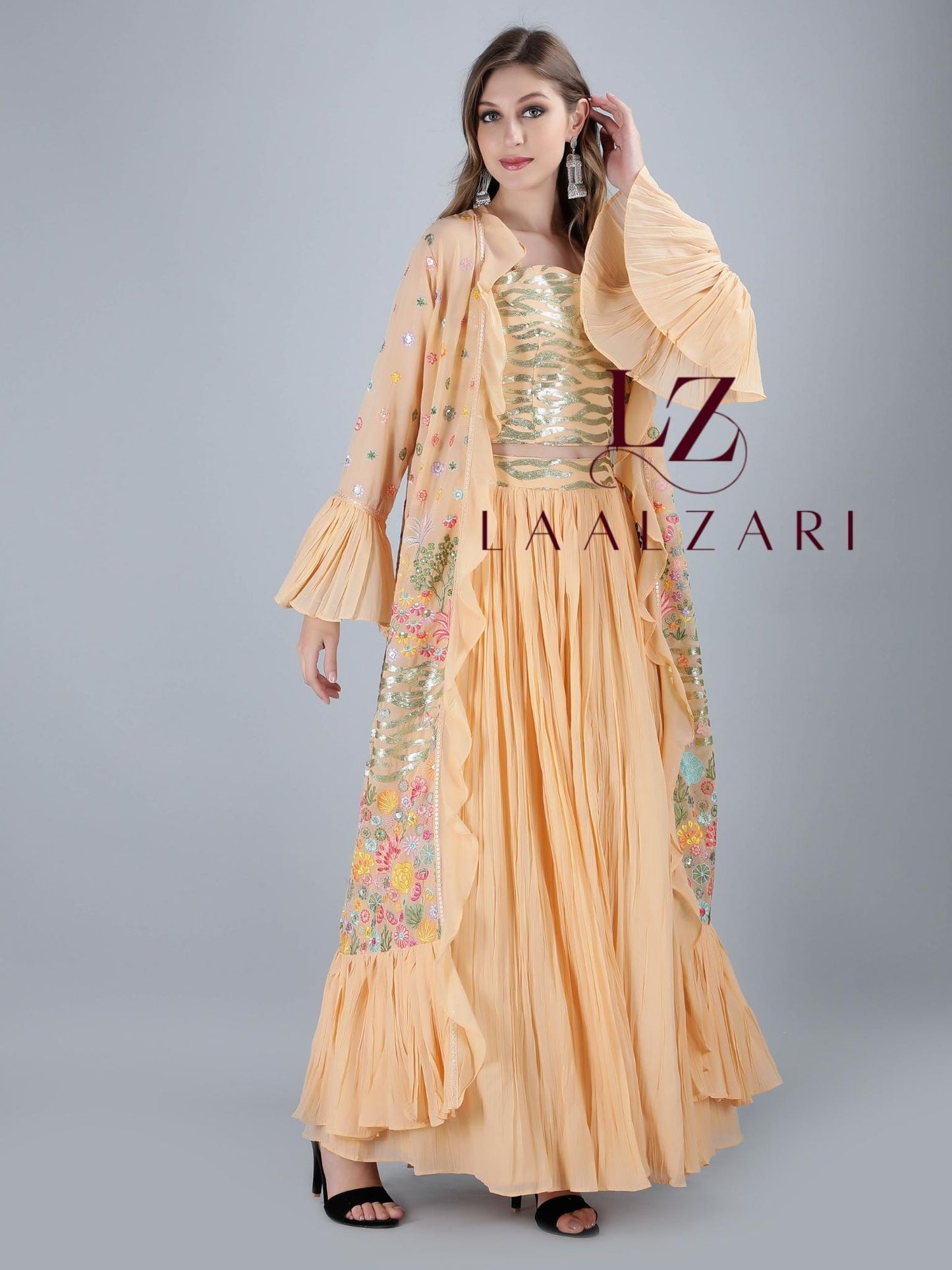 Pernia Peach crop top with skirt
