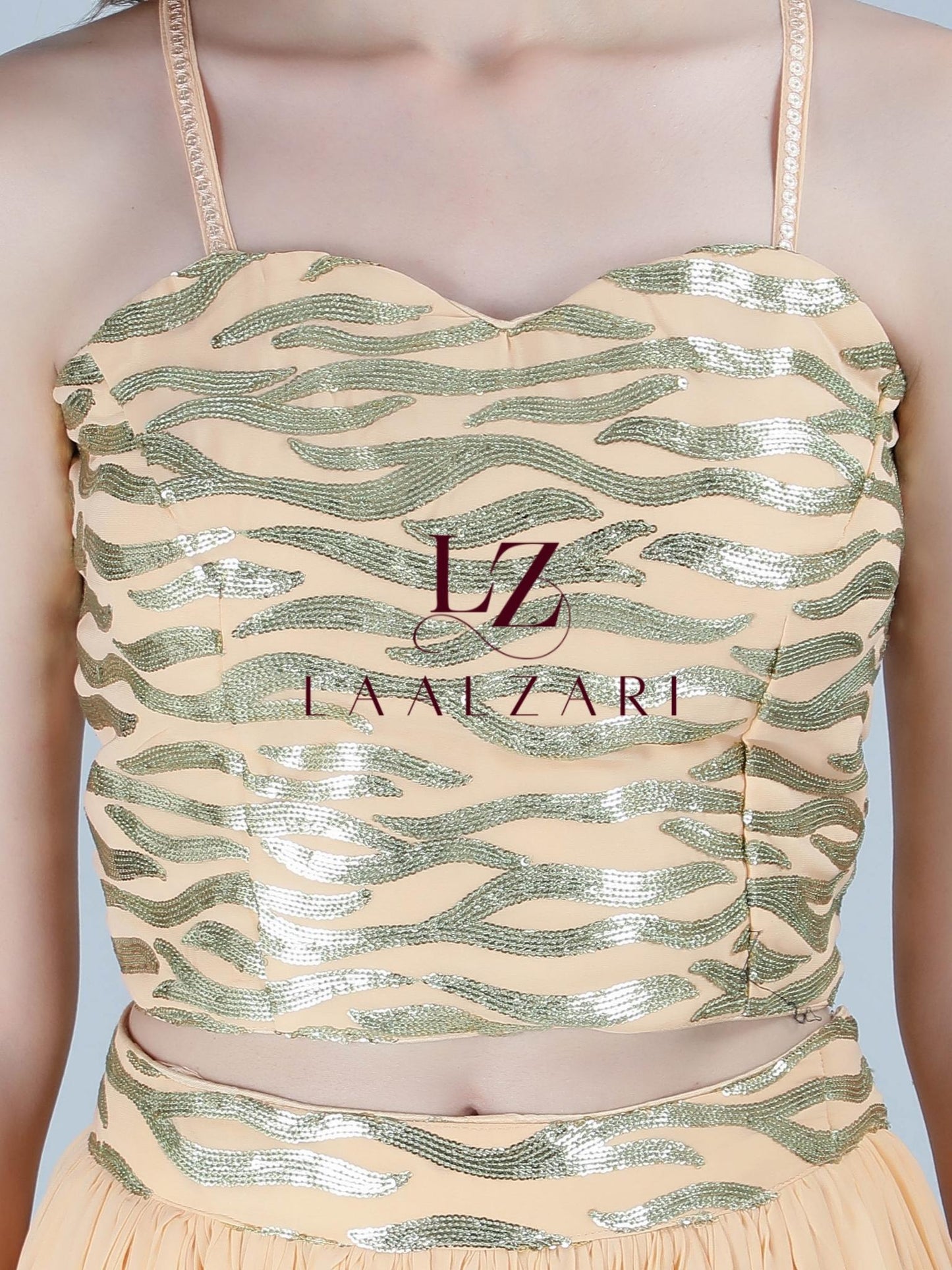 Pernia Peach crop top with skirt