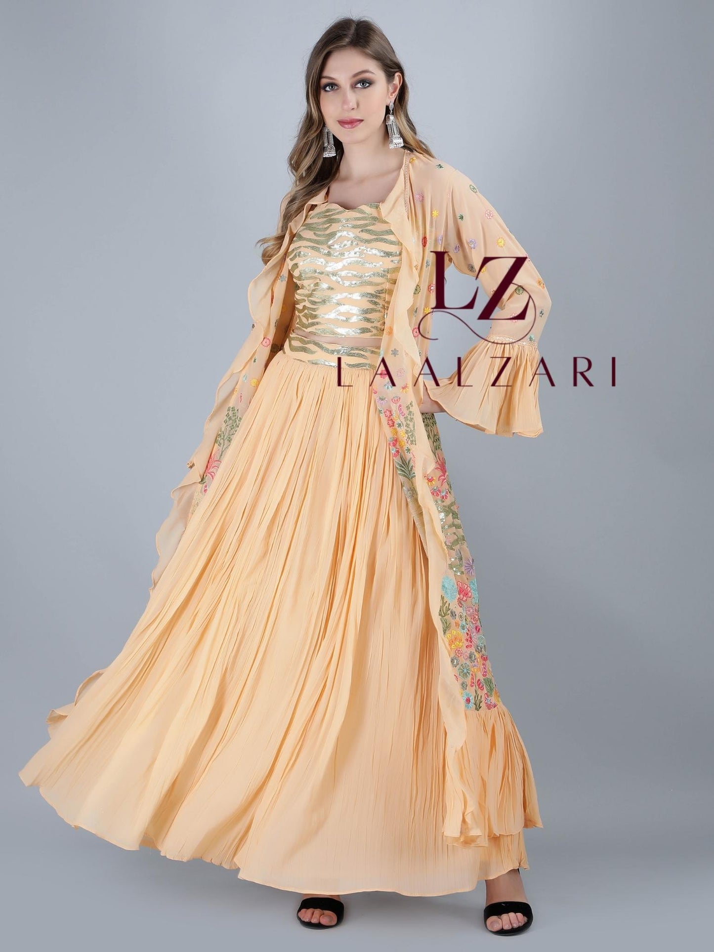 Pernia Peach crop top with skirt