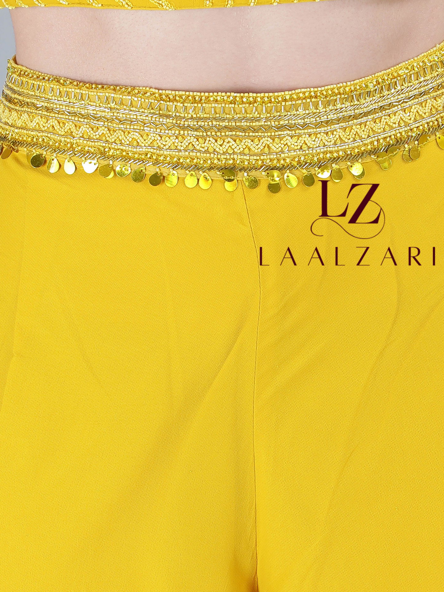 yellow crop top plazo