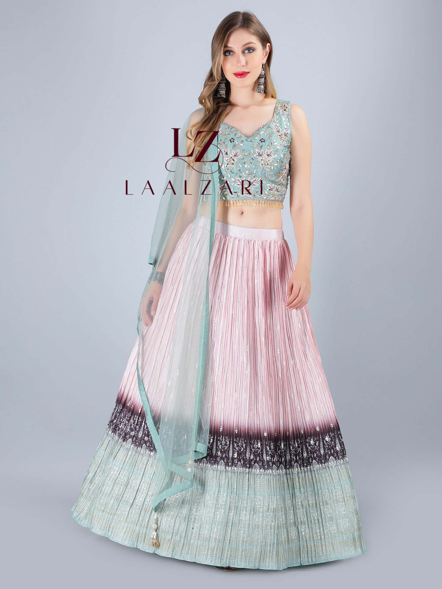 Pastel stories crop top skirt