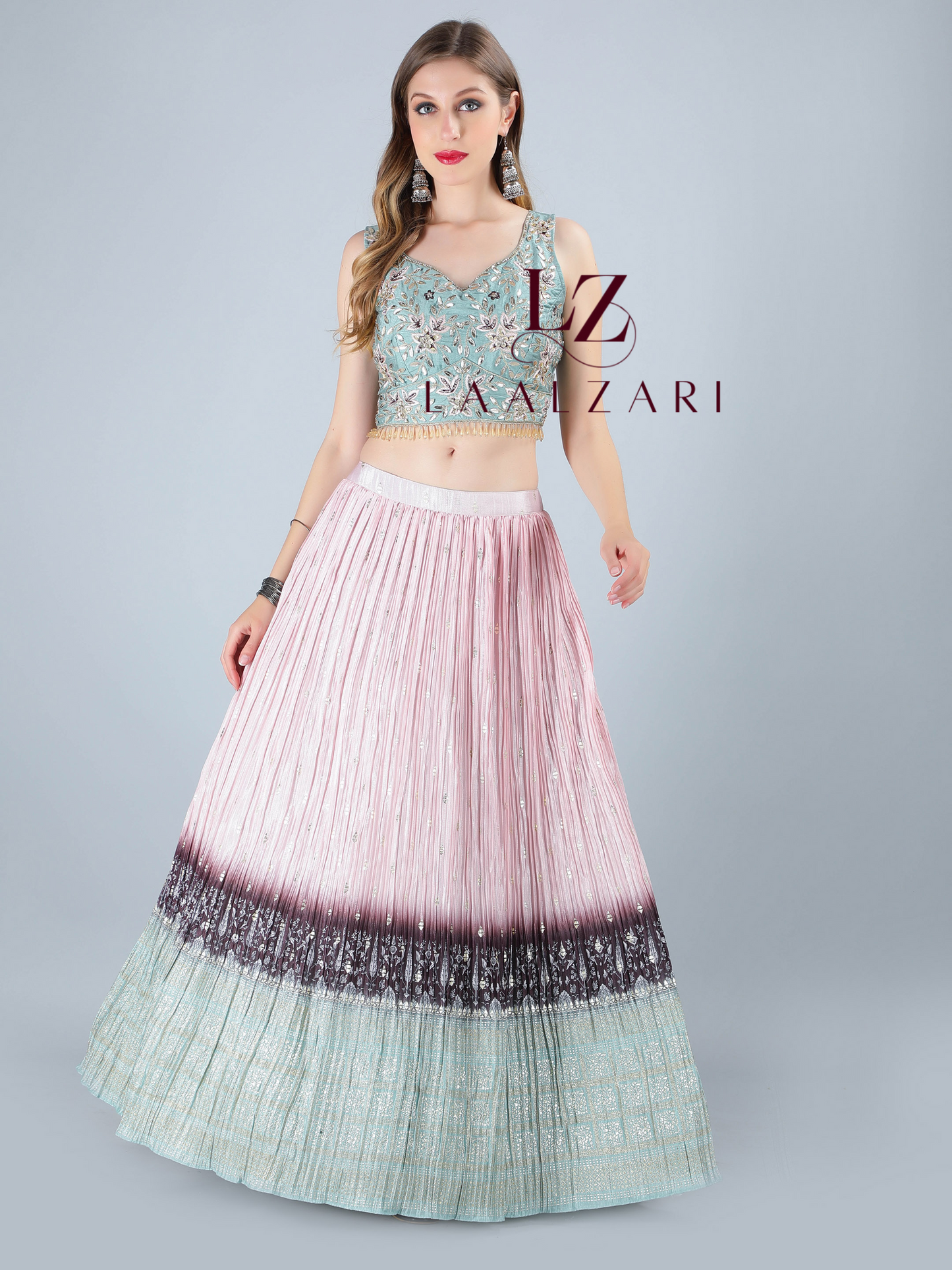 Pastel stories crop top skirt
