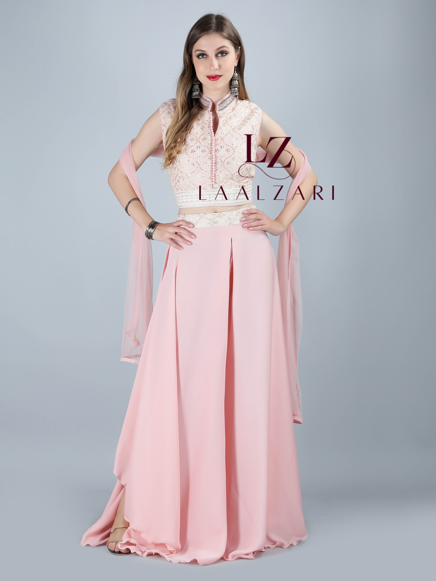 Pretty pink crop top palazo