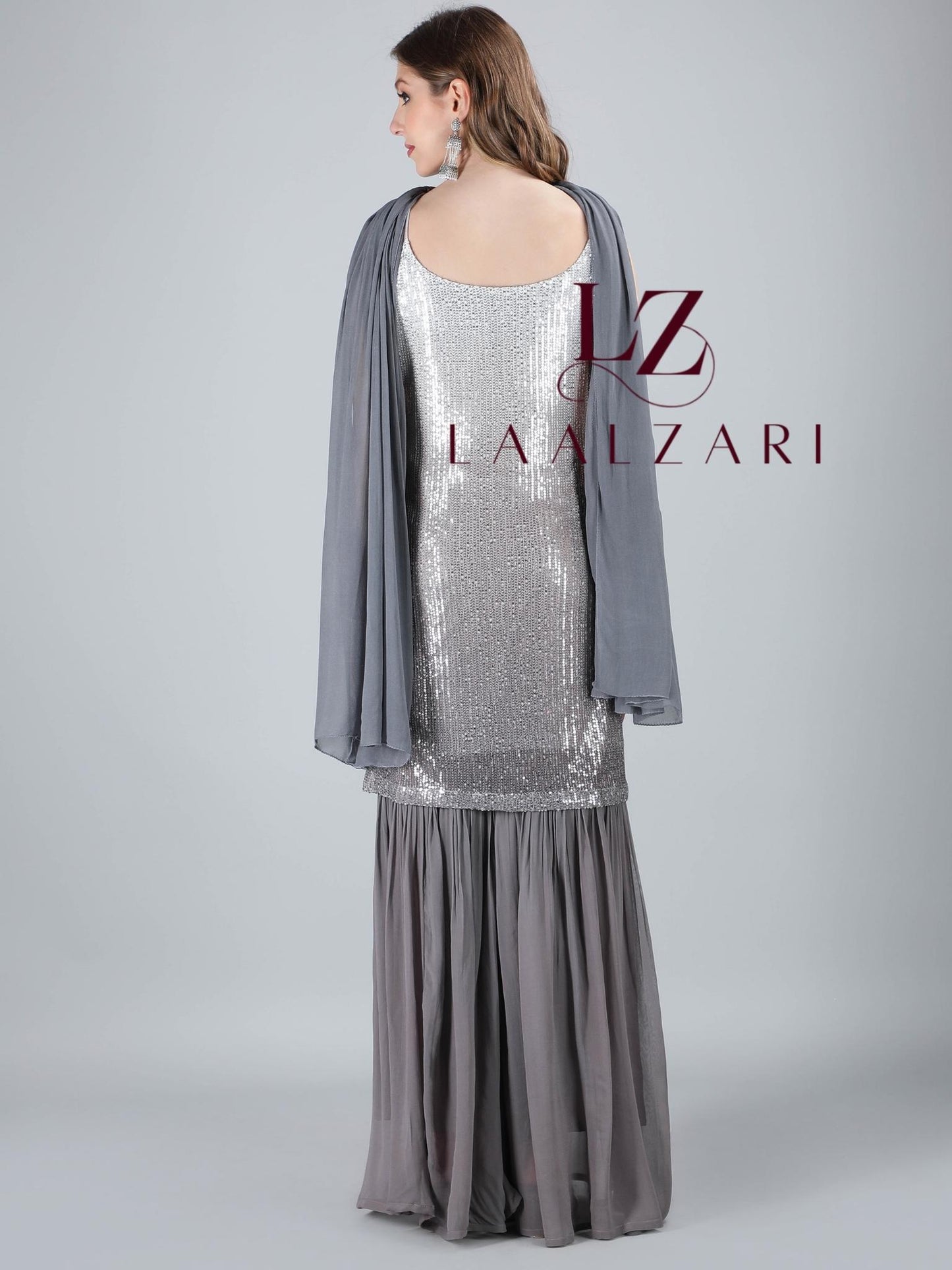 Grey Dust Sharara Set