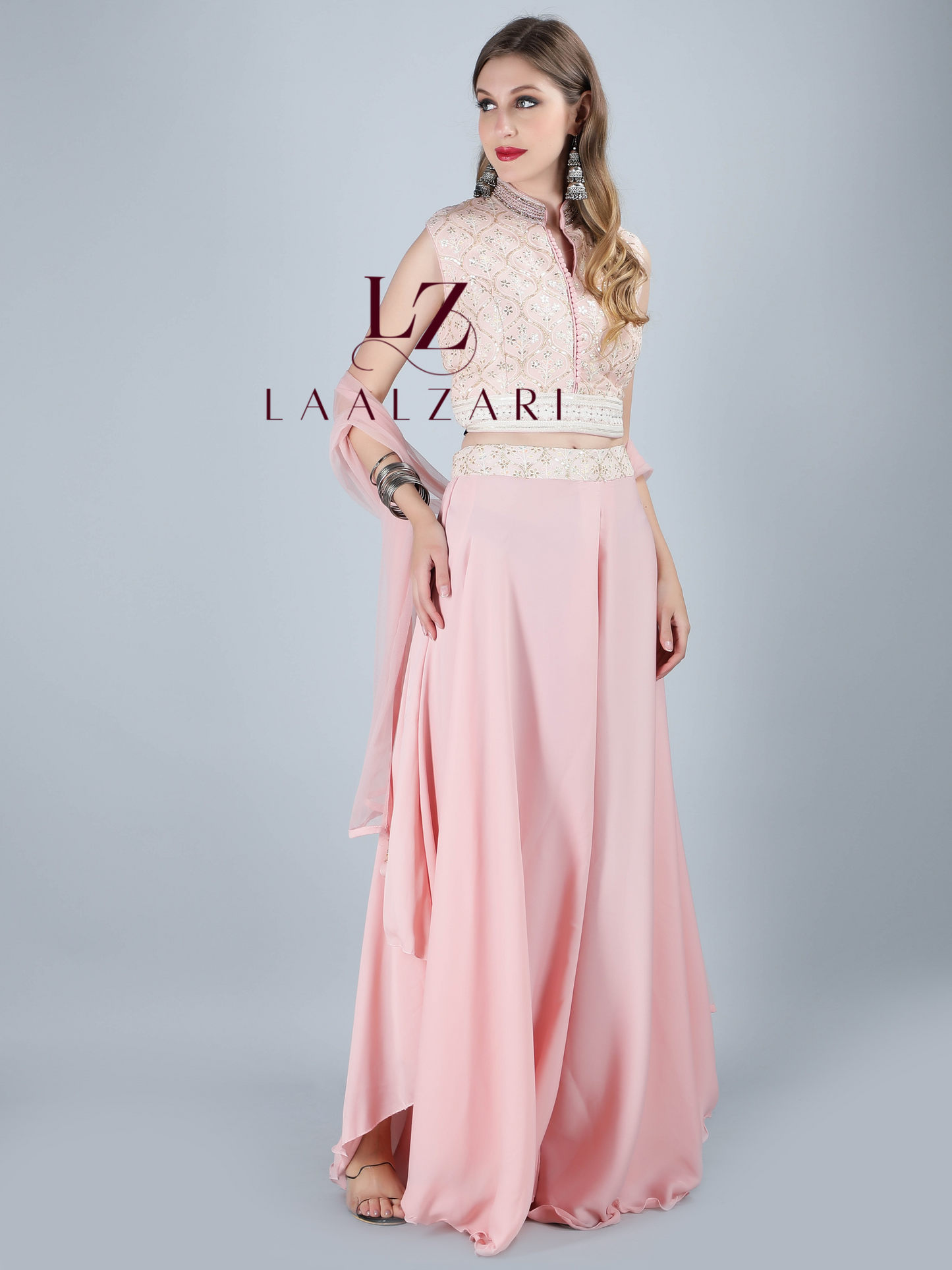Pretty pink crop top palazo