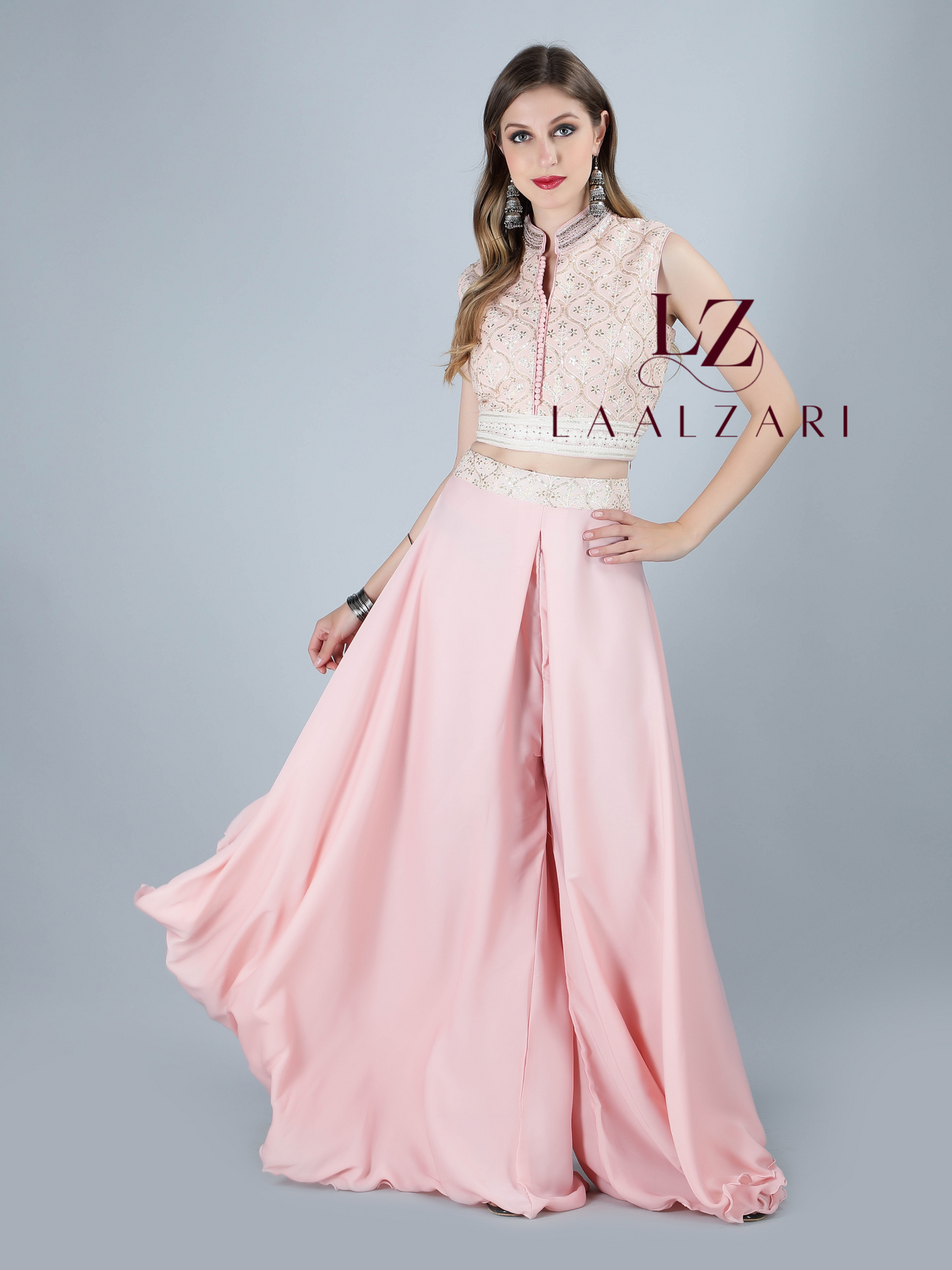 Pretty pink crop top palazo