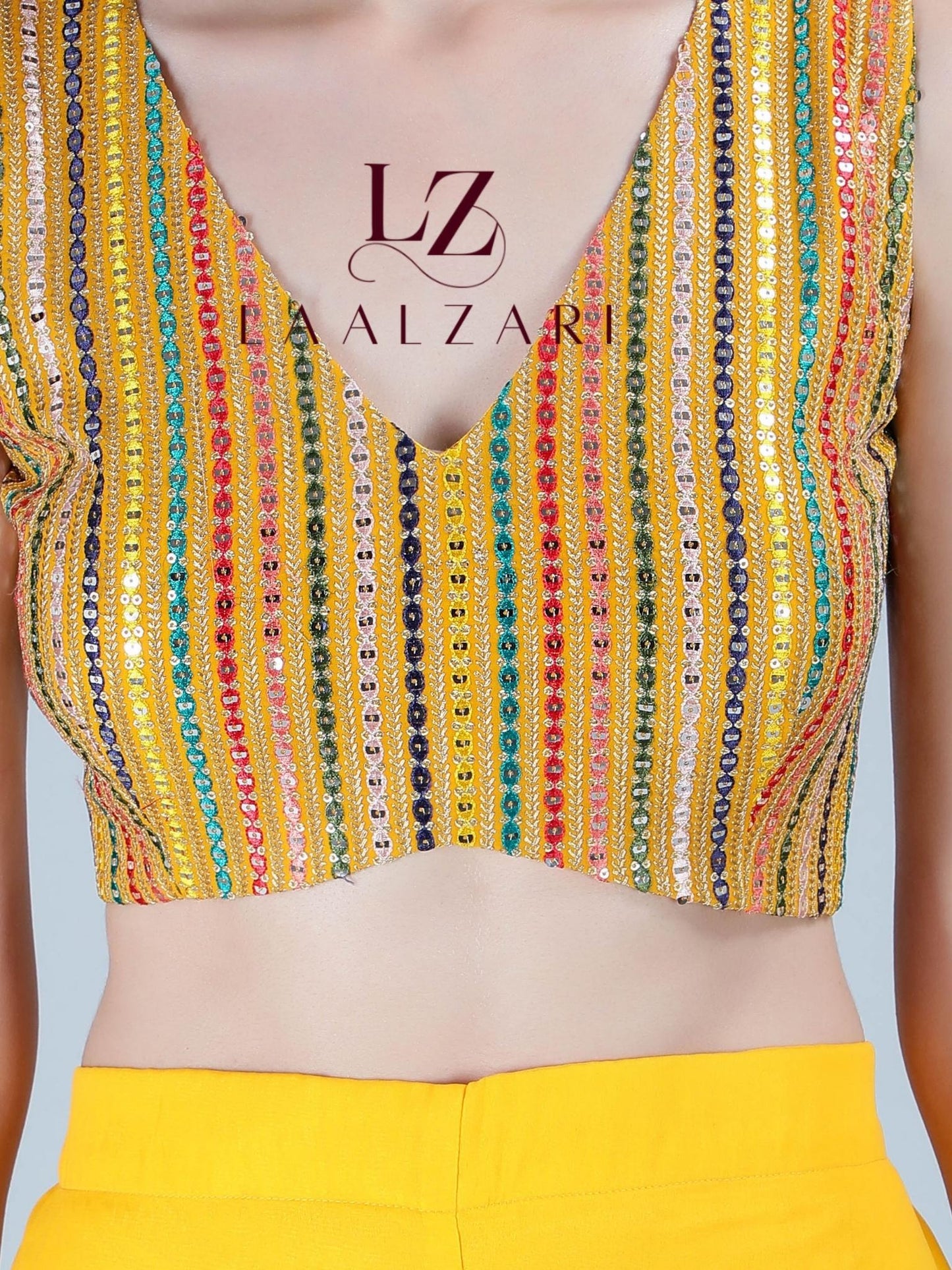 Mustard Crop Top With Sharara And Shrug