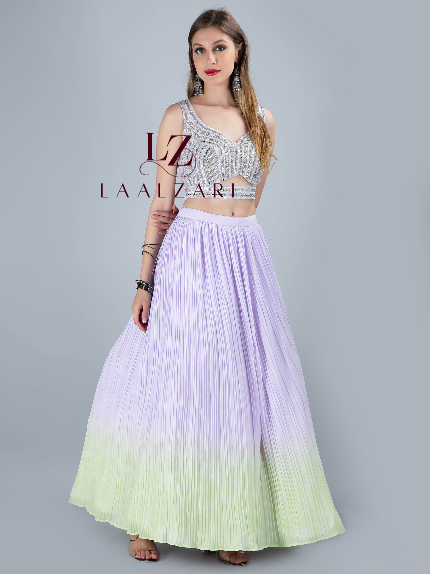 Shady Pearls ombre crop top skirt