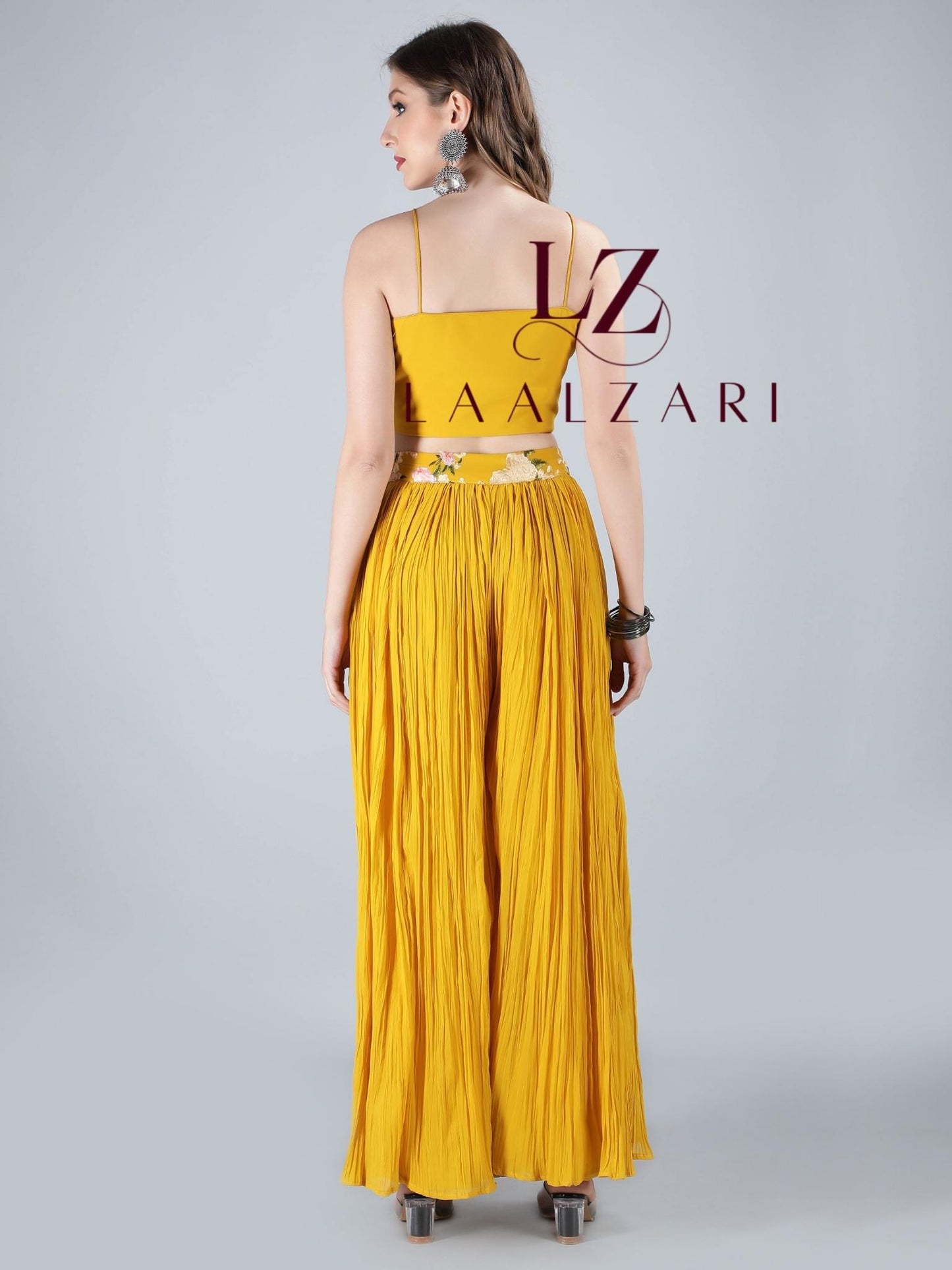 Yellow floral crop top with shrug