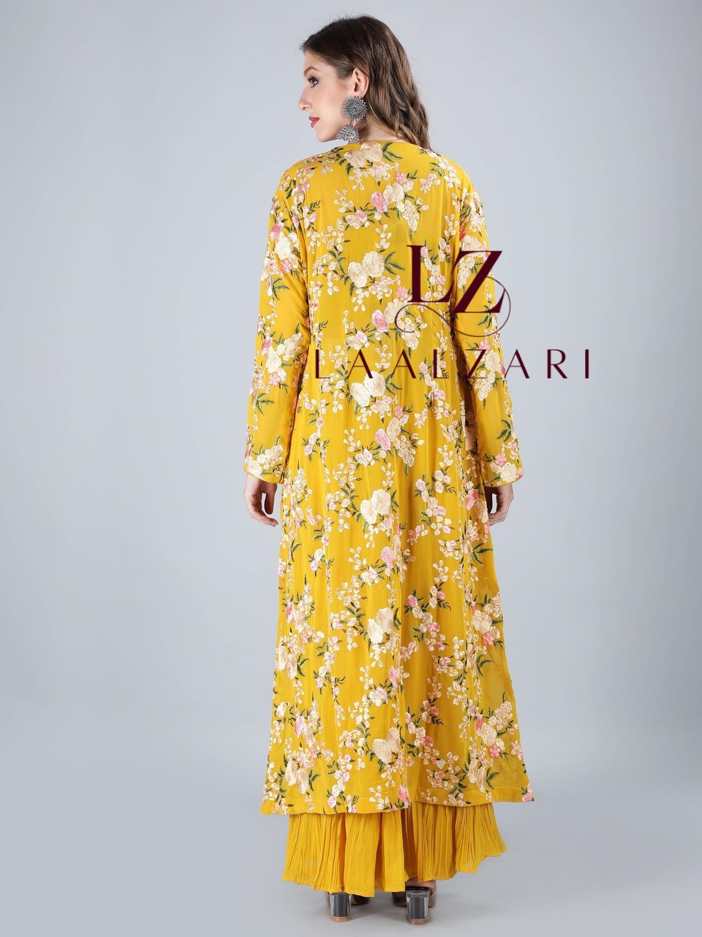 Yellow floral crop top with shrug