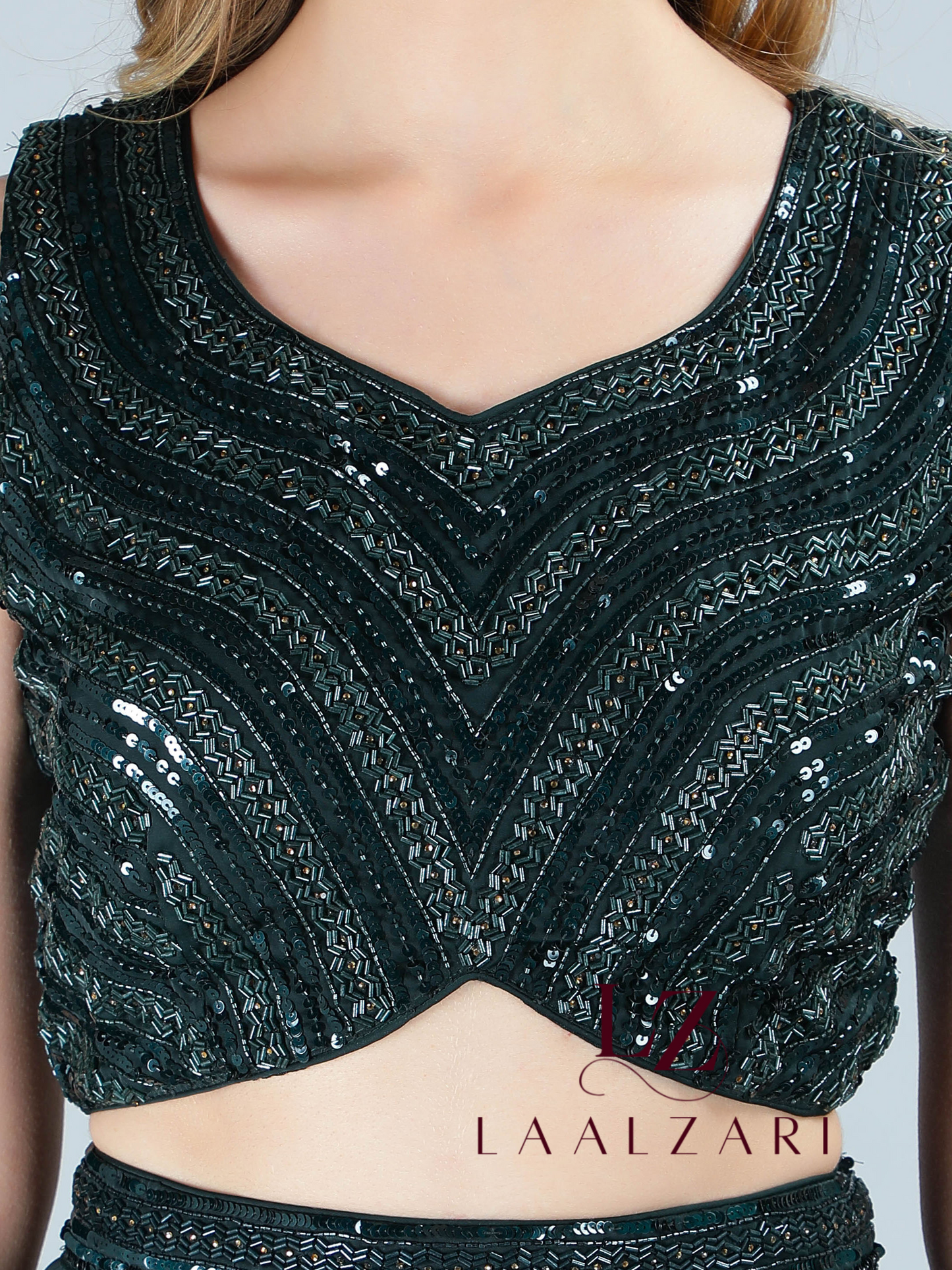 Teal green crop top with palazo