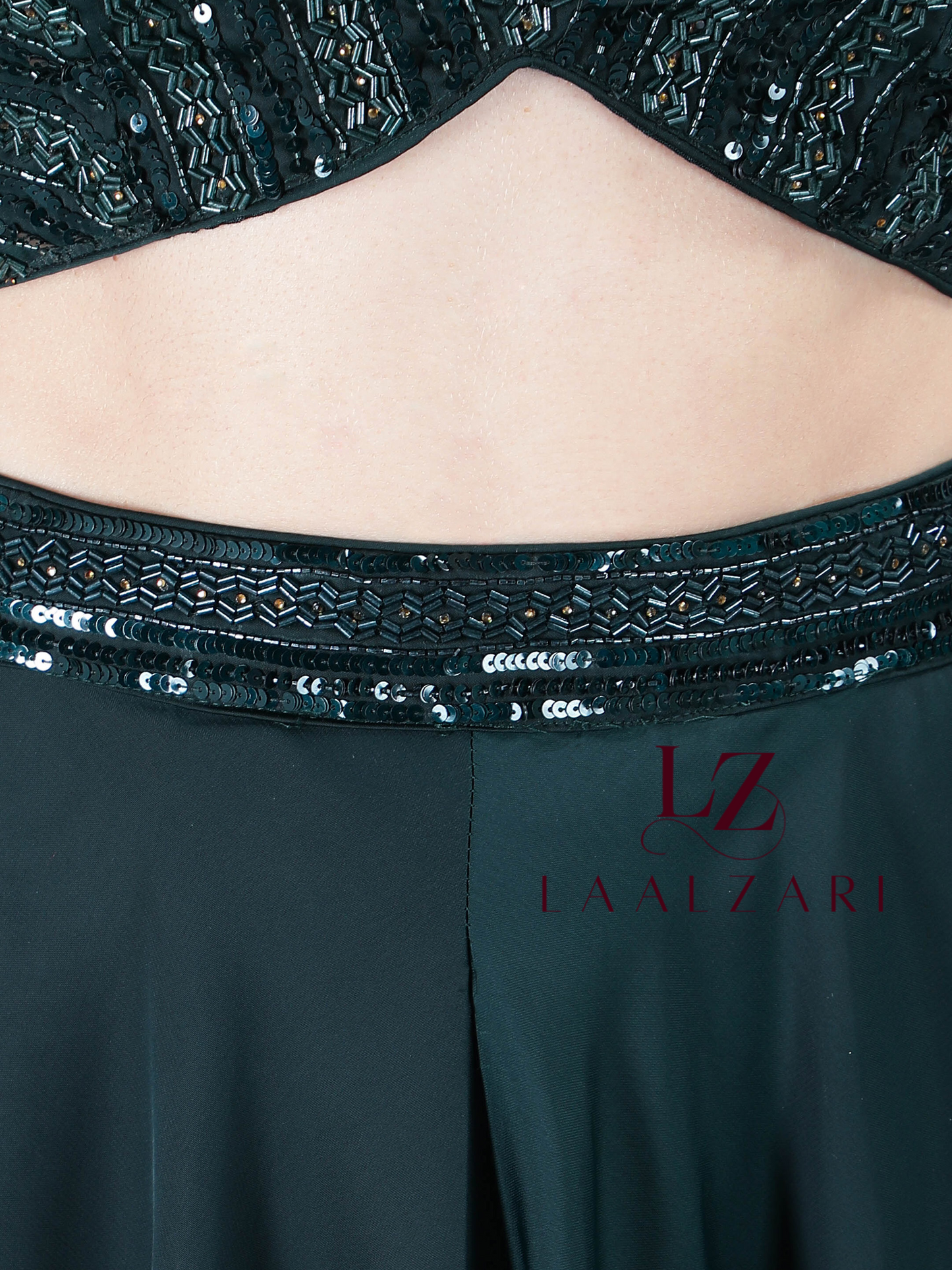 Teal green crop top with palazo