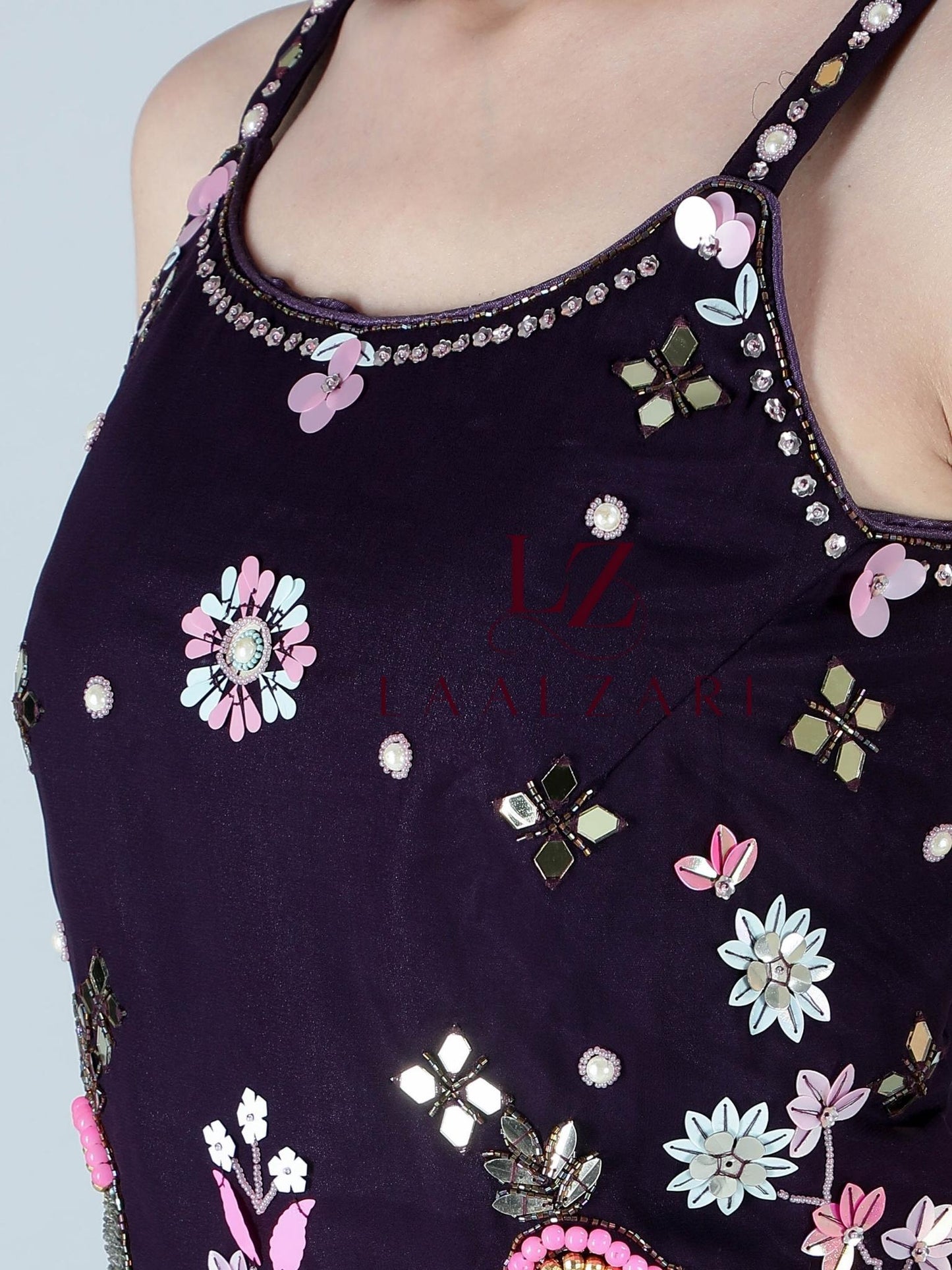 Plumy Purple indo western sharara suit