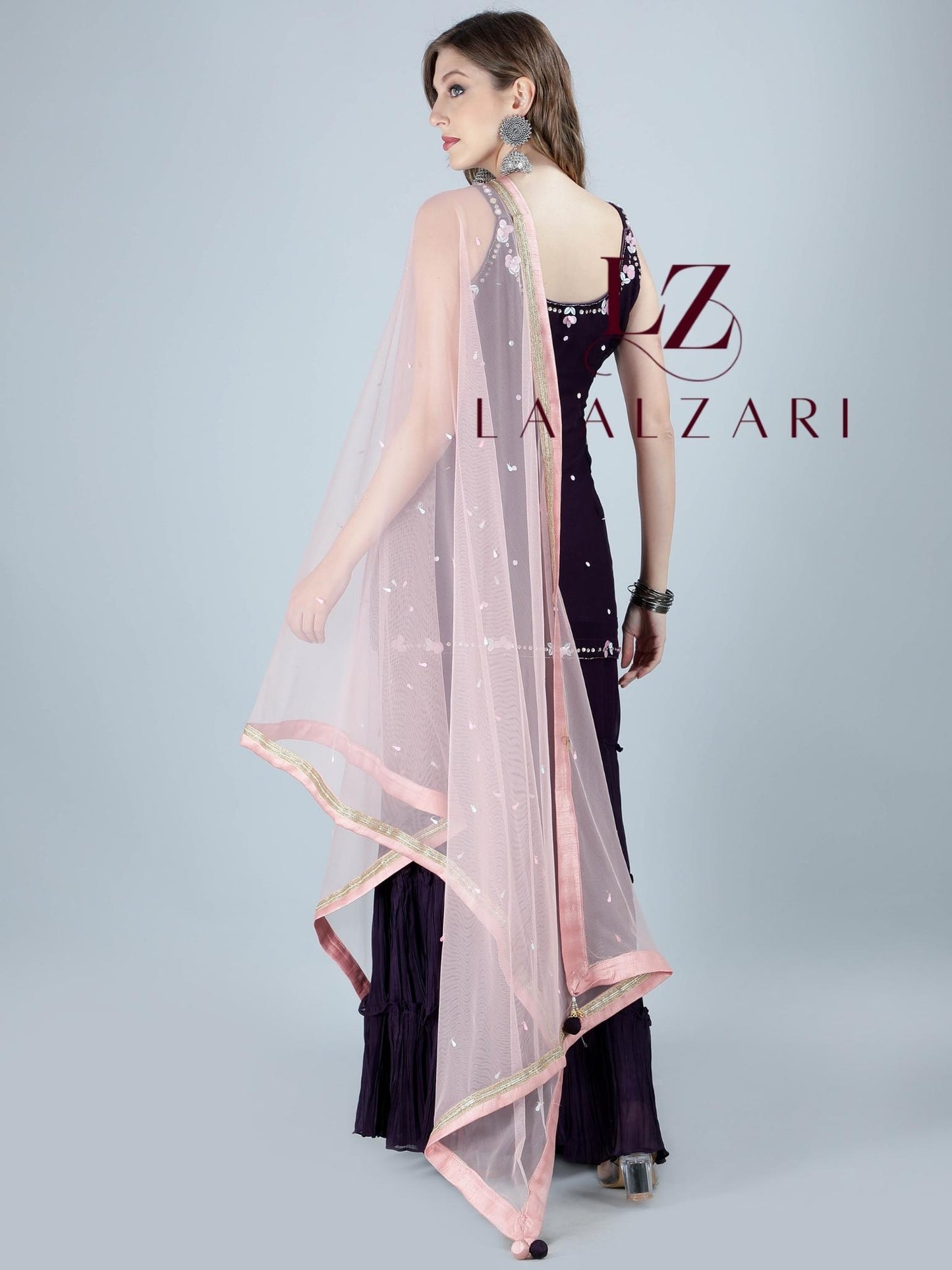 Plumy Purple indo western sharara suit