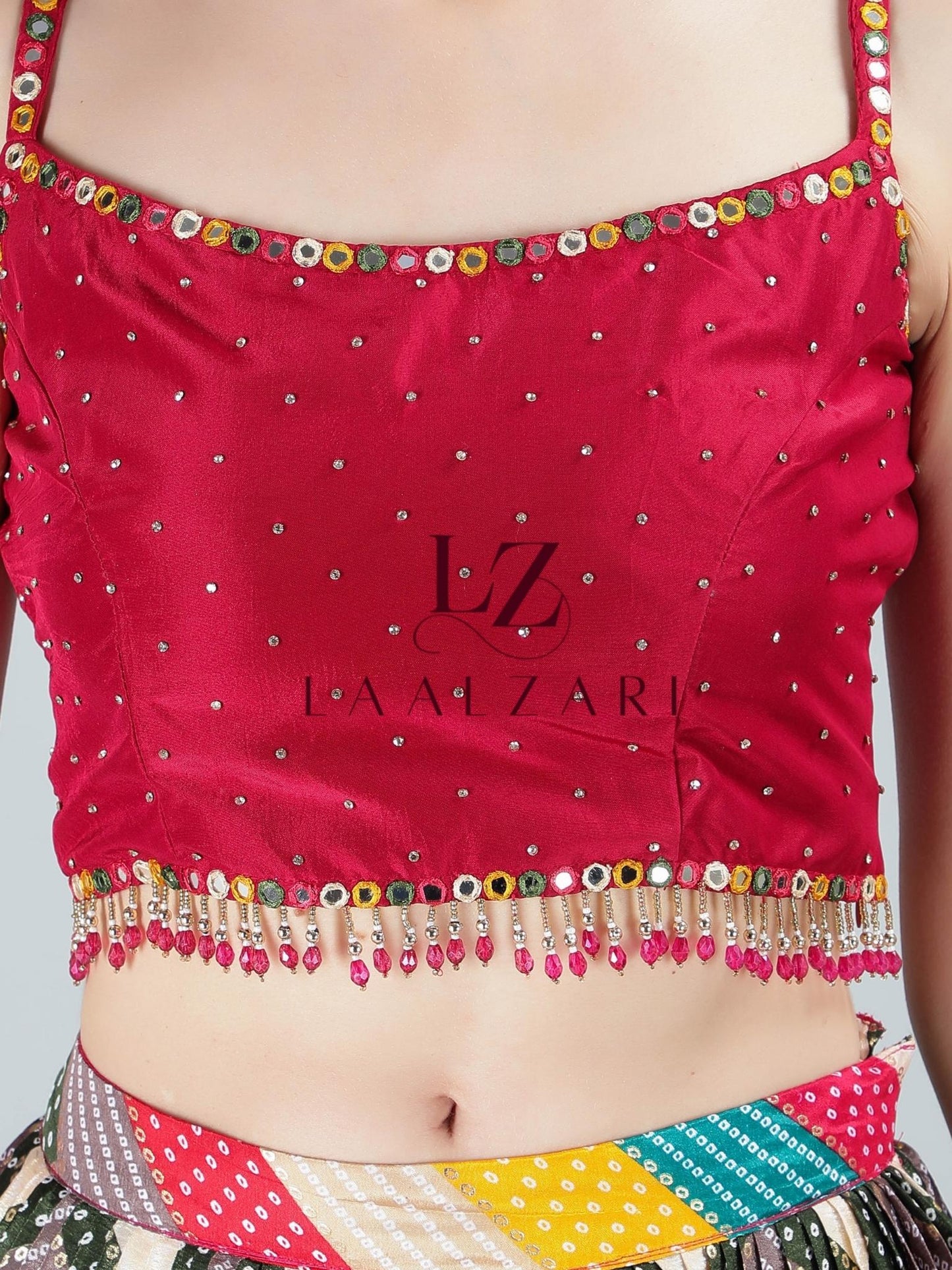 Rajesthani rang red crop top skirt