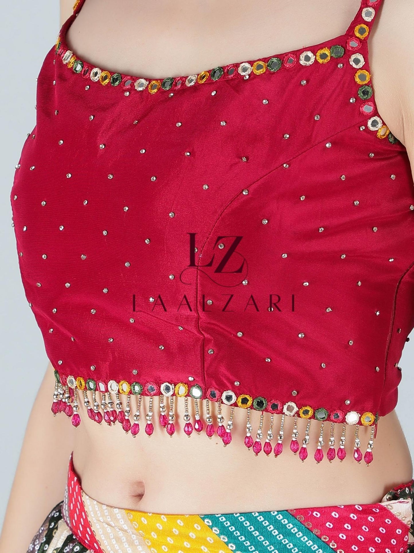 Rajesthani rang red crop top skirt