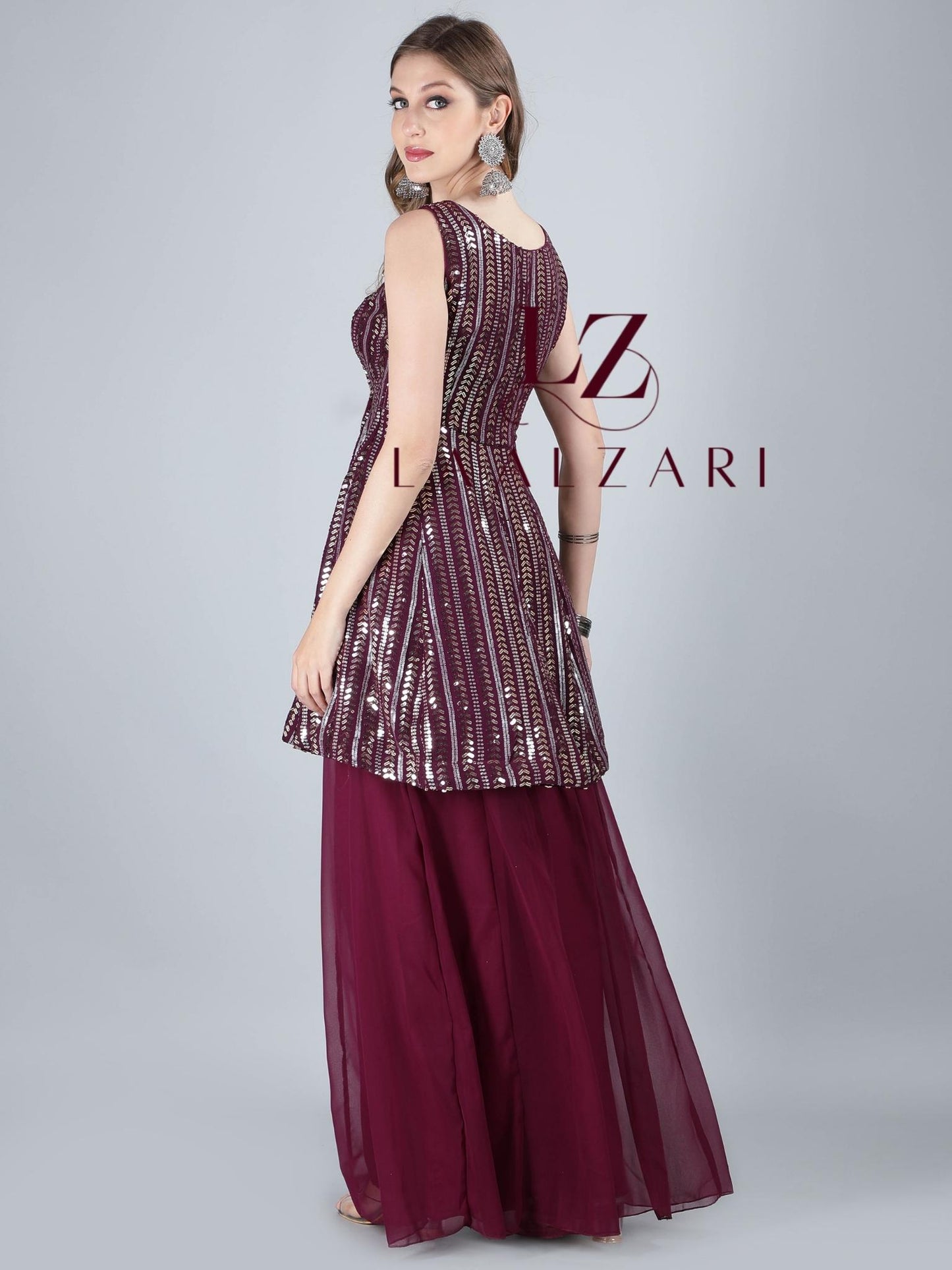 wine peplum top with sharara