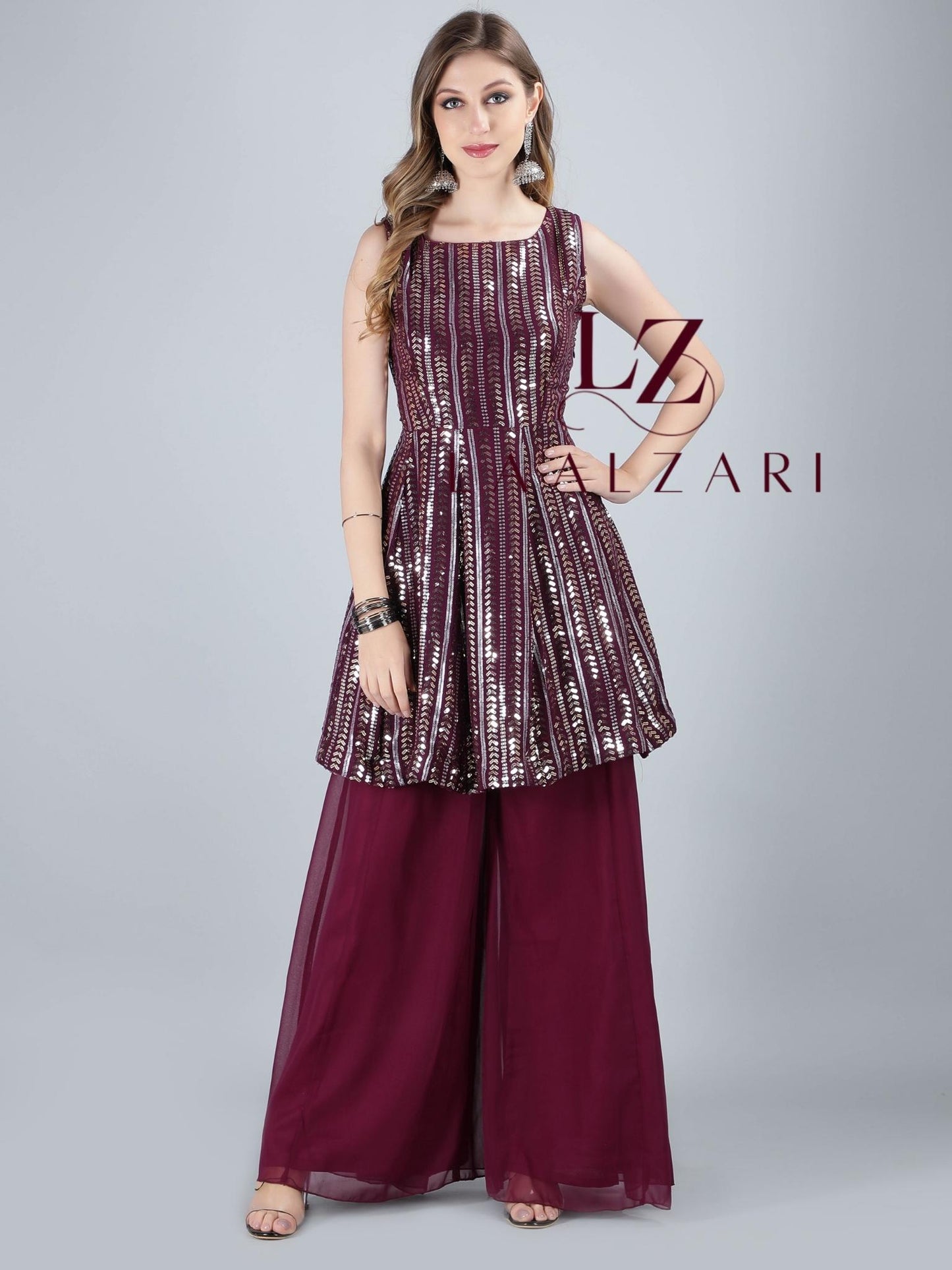 wine peplum top with sharara