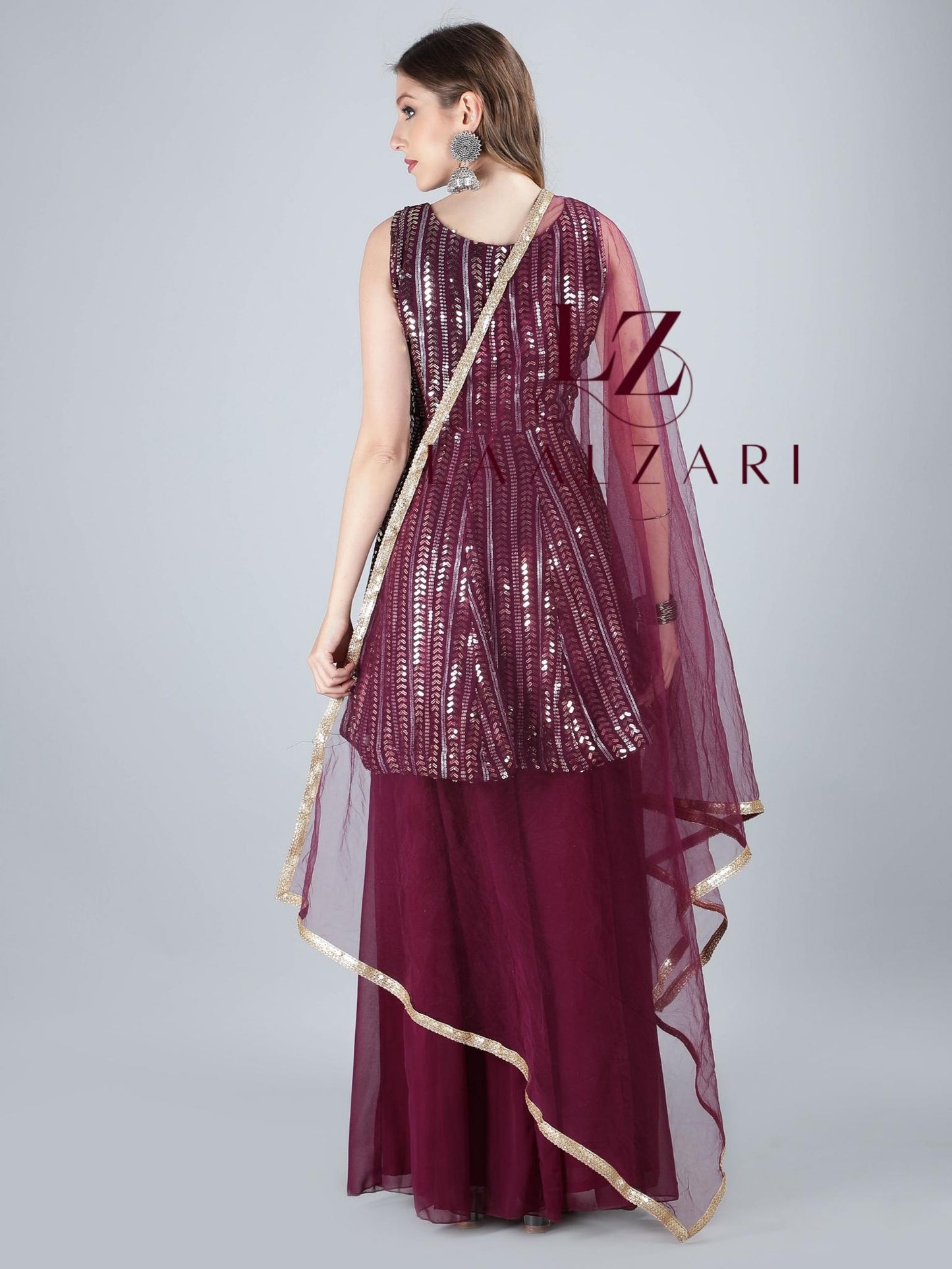 wine peplum top with sharara