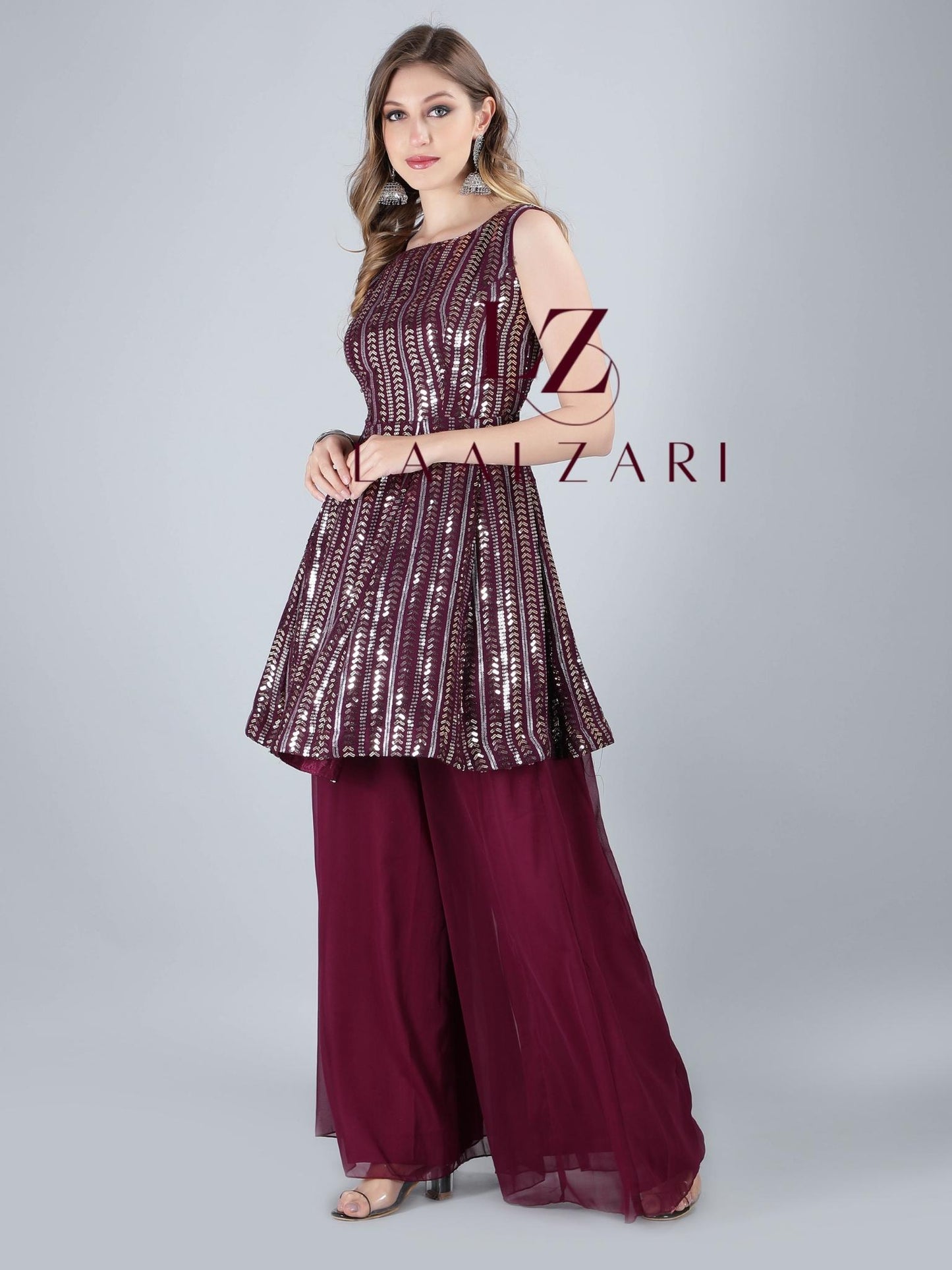 wine peplum top with sharara