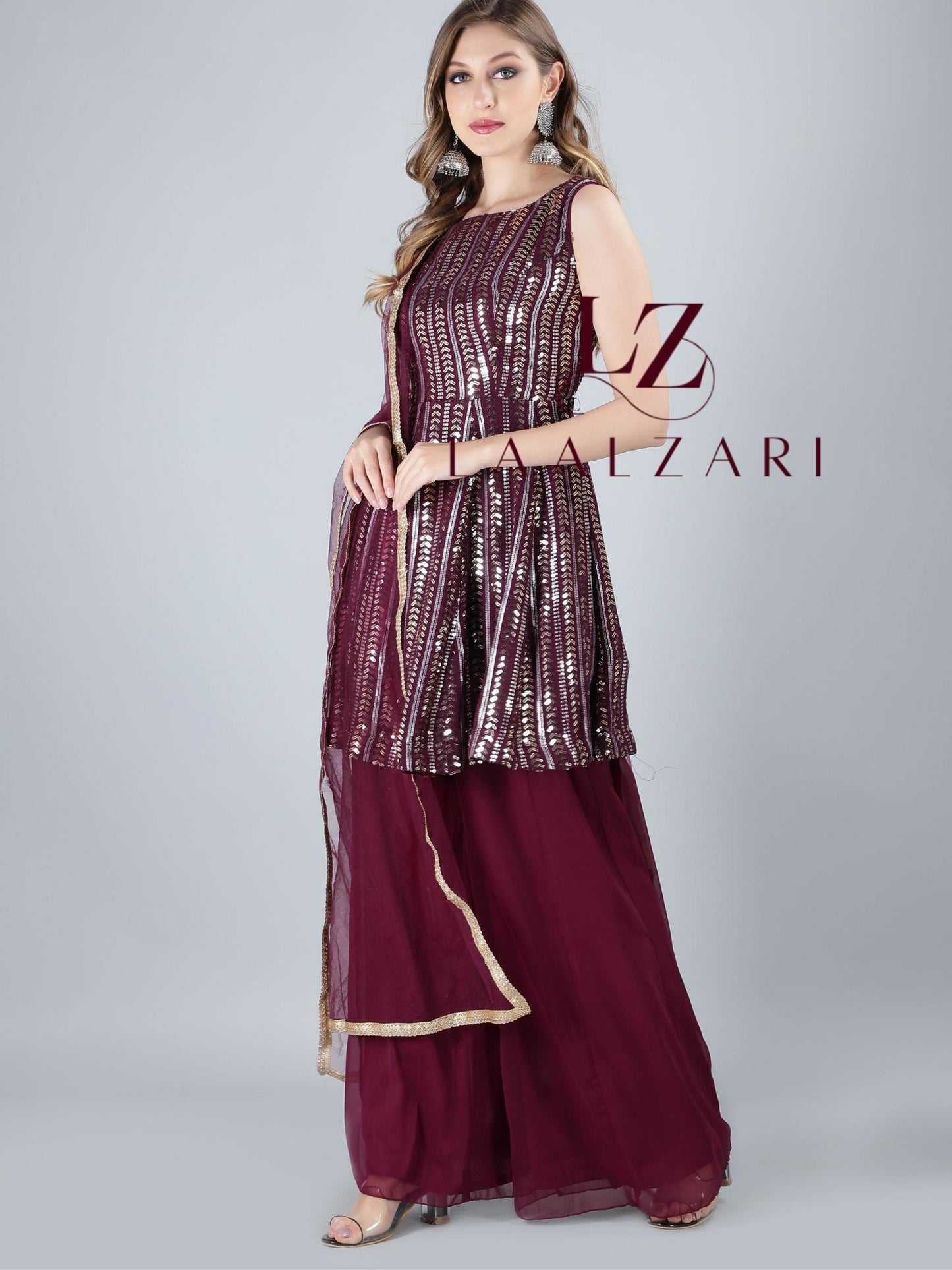 wine peplum top with sharara
