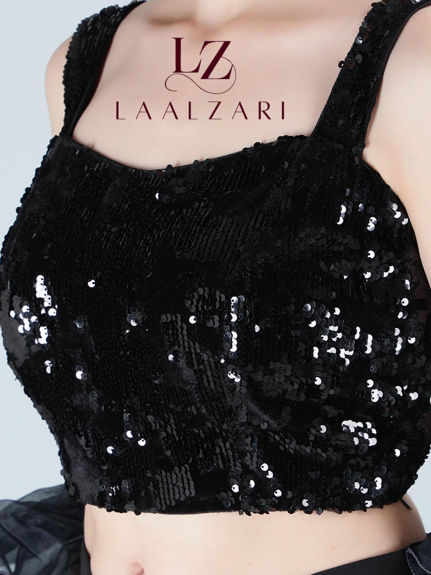 Black sapphire indo western crop top with sharara