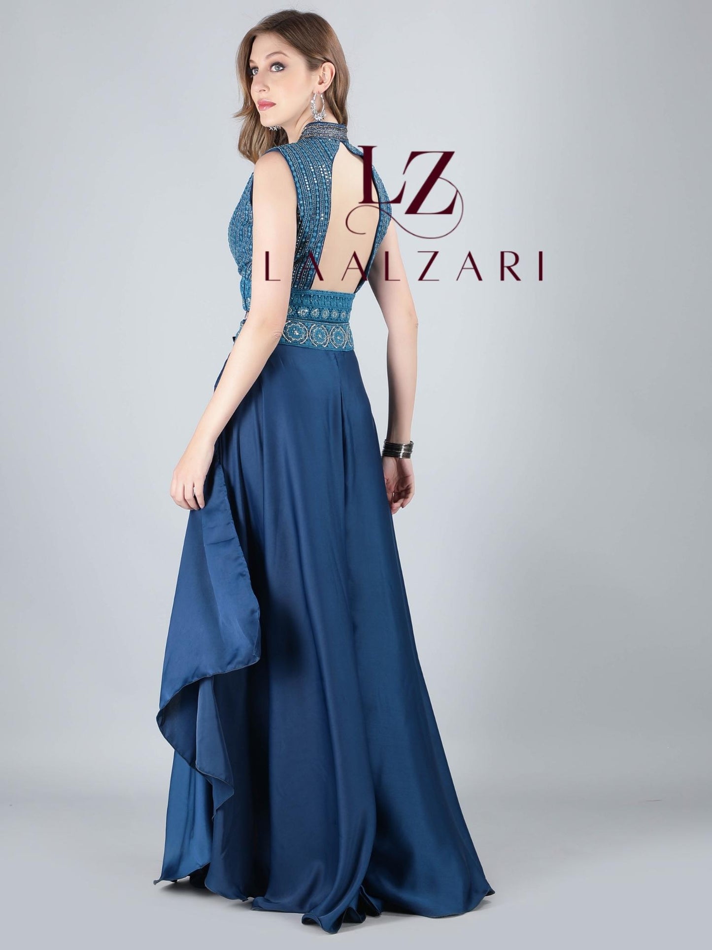 Blue sapphire crop top with palazzo