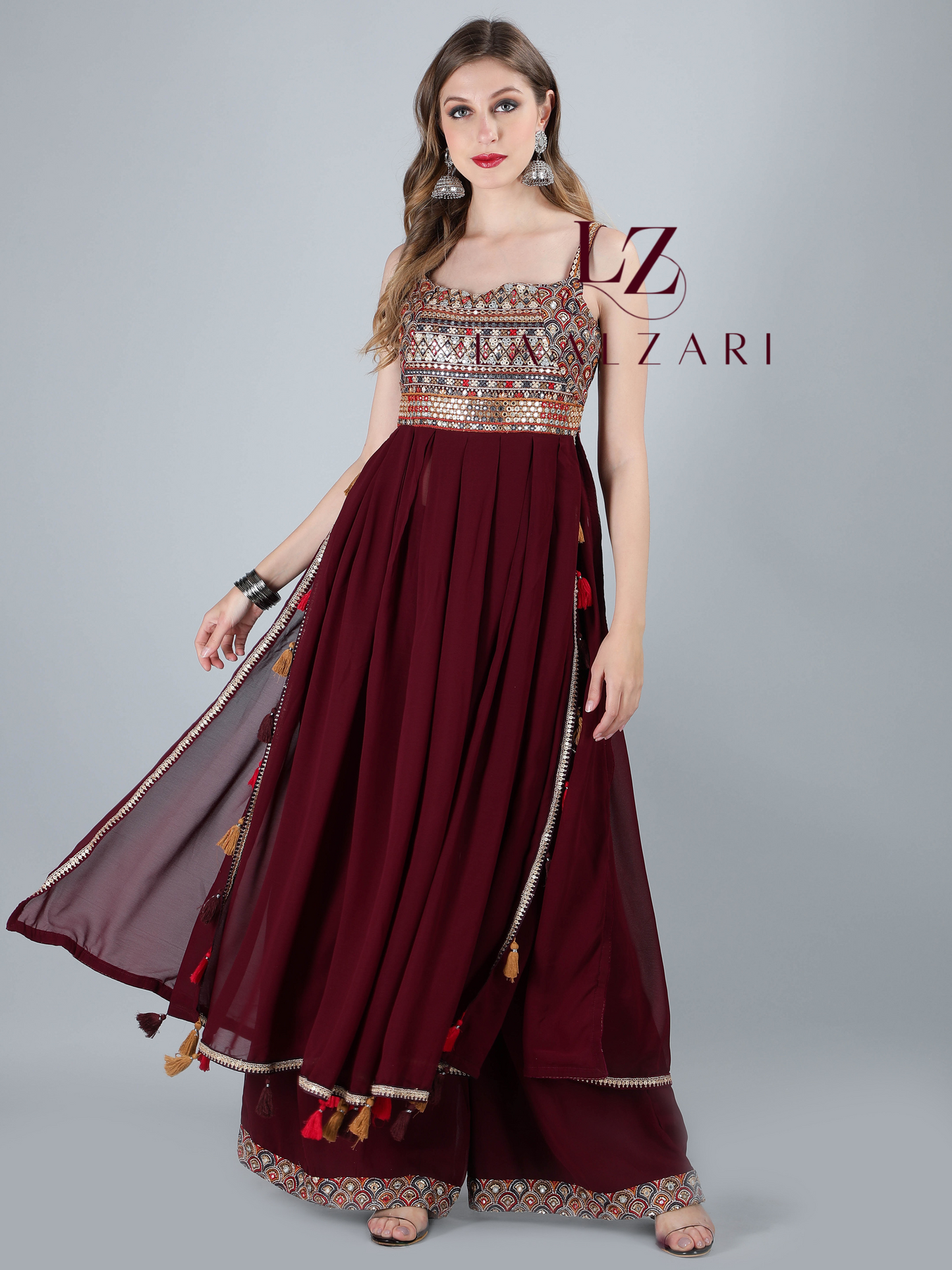 Majestic Maroon Nyra Kurti With Palazo