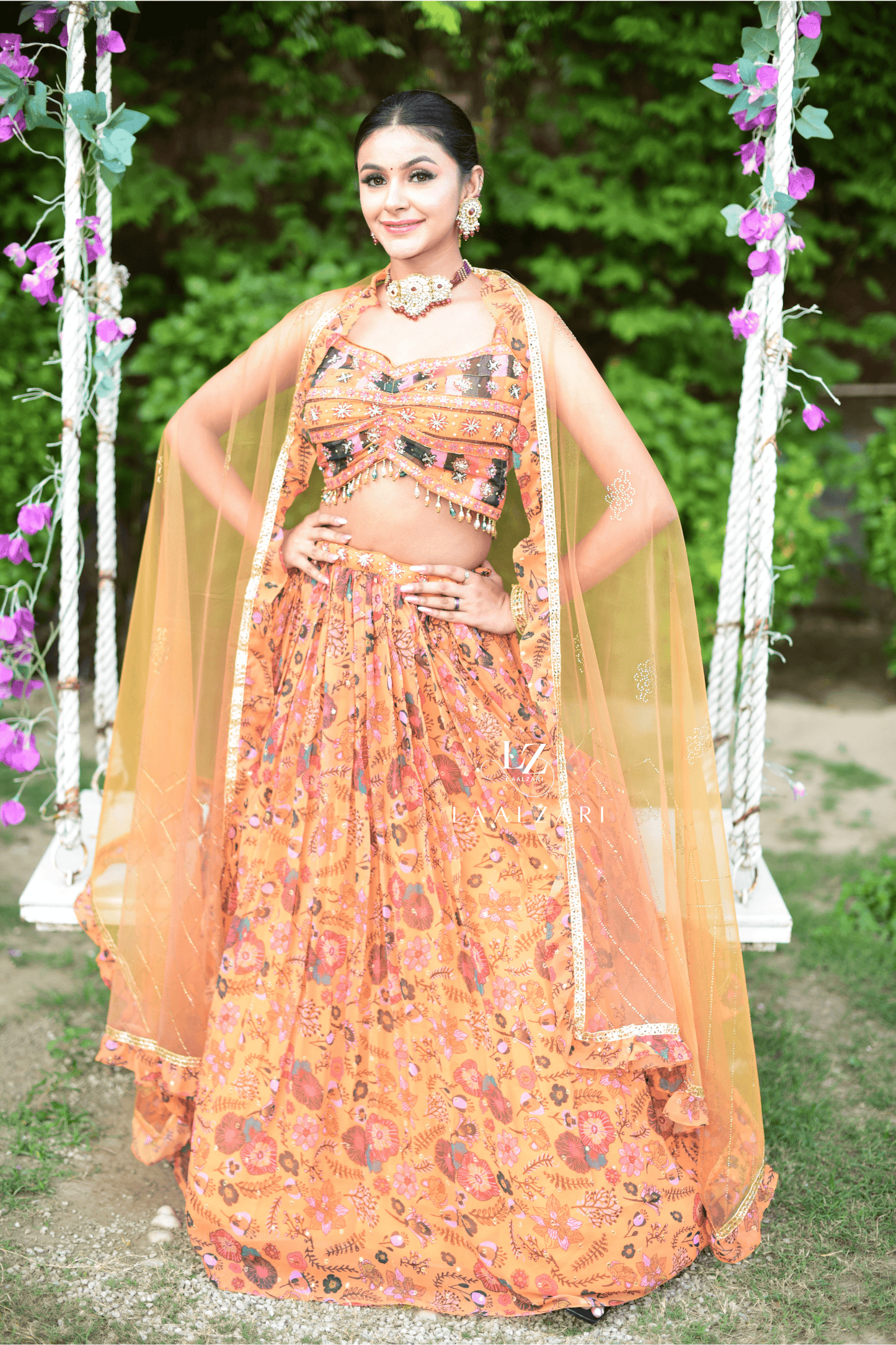 Floral Sunshine Georgette Lehenga