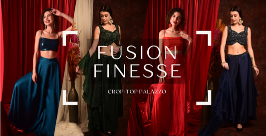 Fusion Finesse: the effortless ensemble of Crop-top palazzo with dupatta