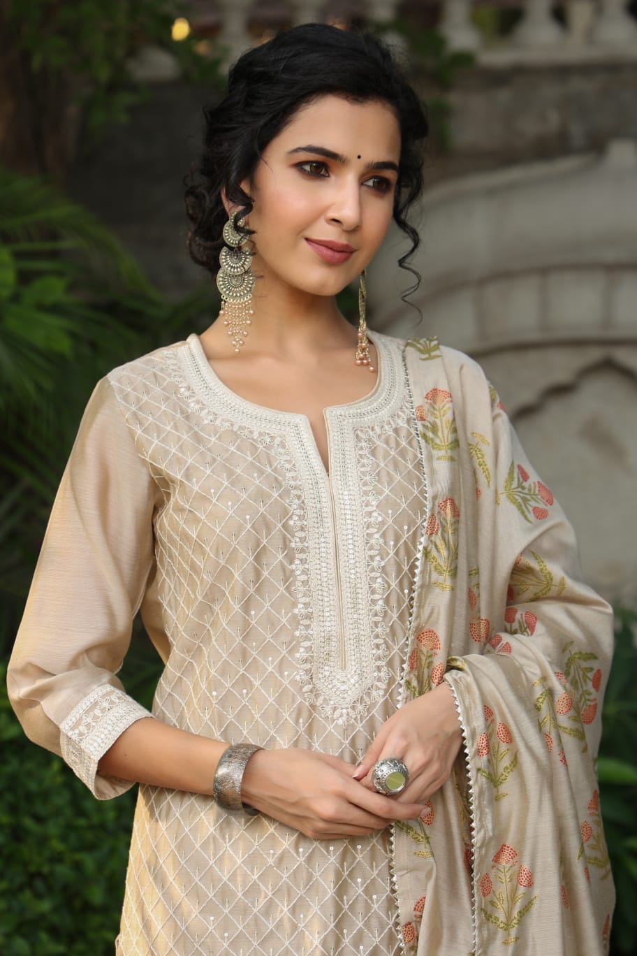 Classic Suit With Printed Dupatta