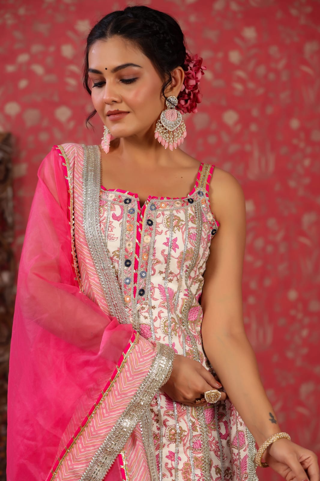 Pink Gota Patti Sharara