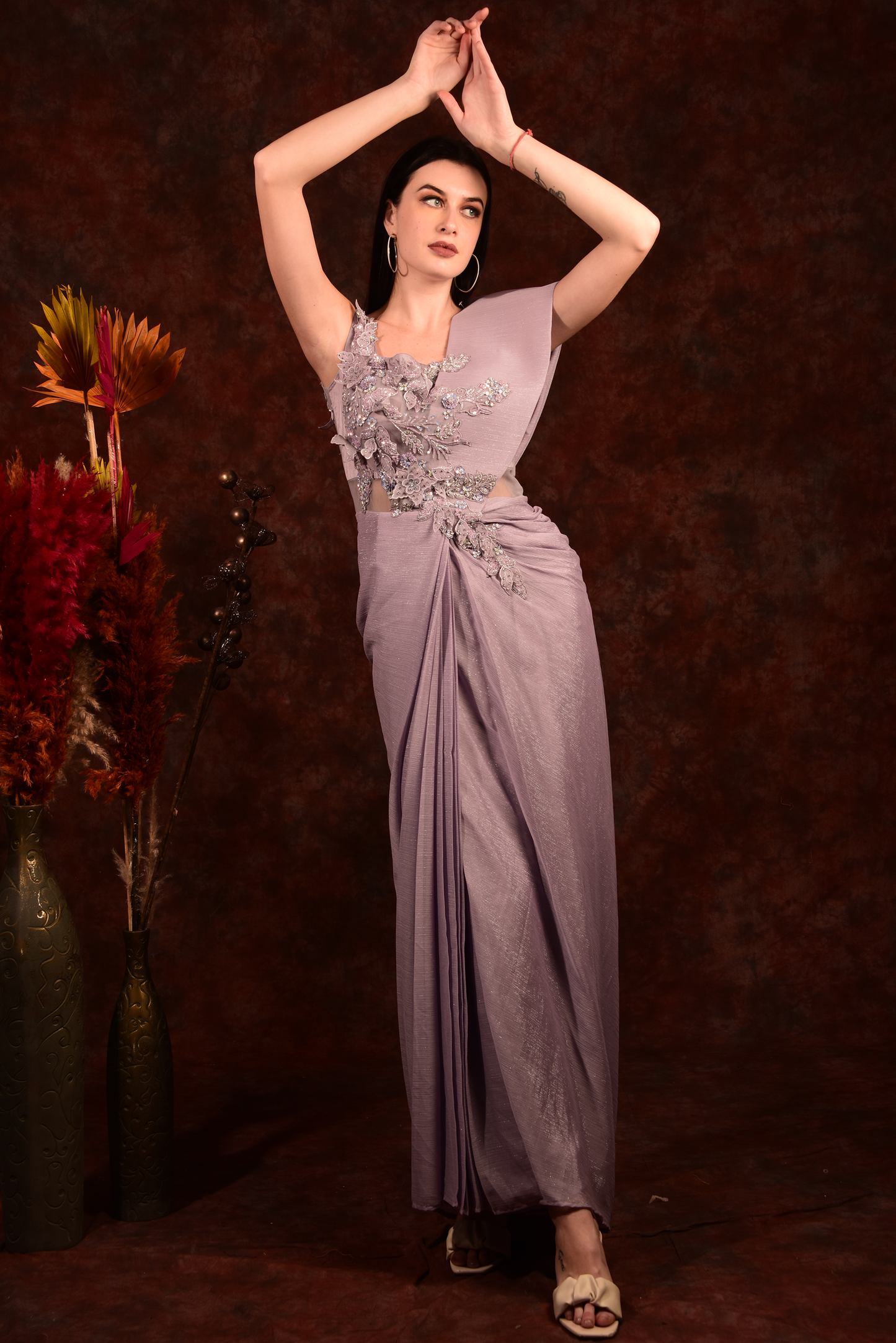 Lavender indo western gown