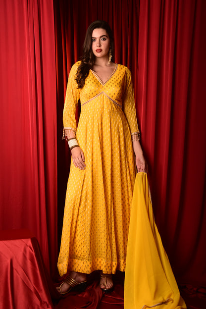 YELLOW MAXI GOWN WITH DUPATTA