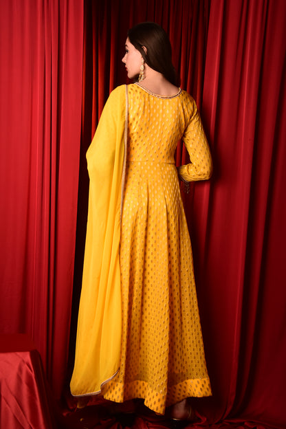 YELLOW MAXI GOWN WITH DUPATTA