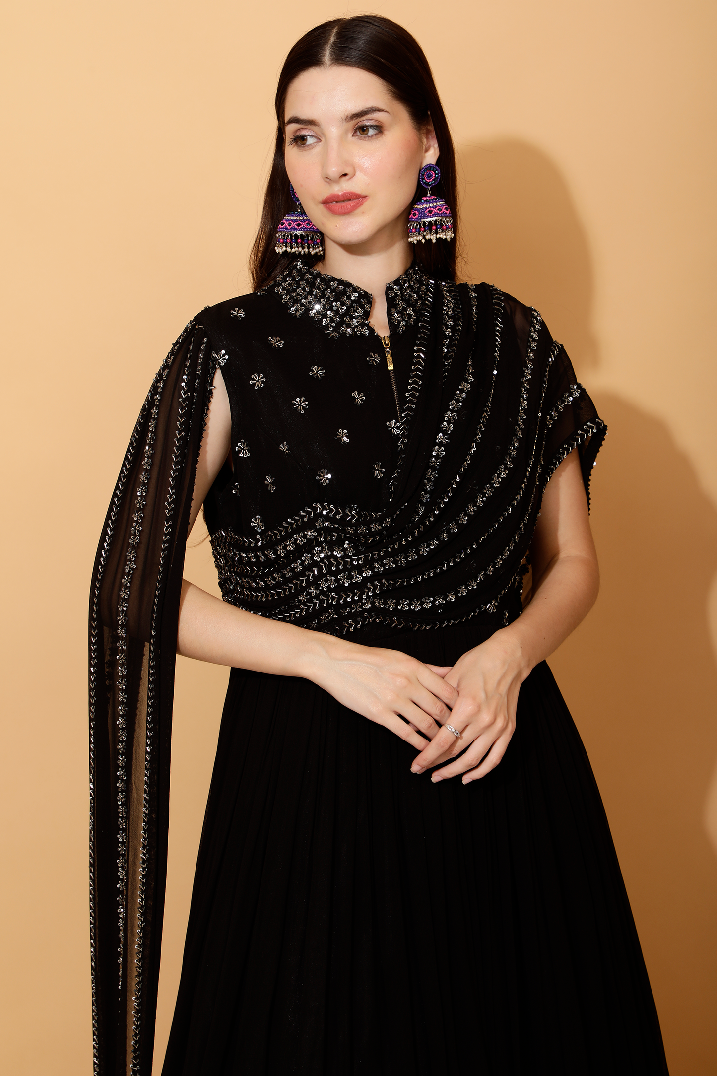 Black Gown With Tale Sleeves