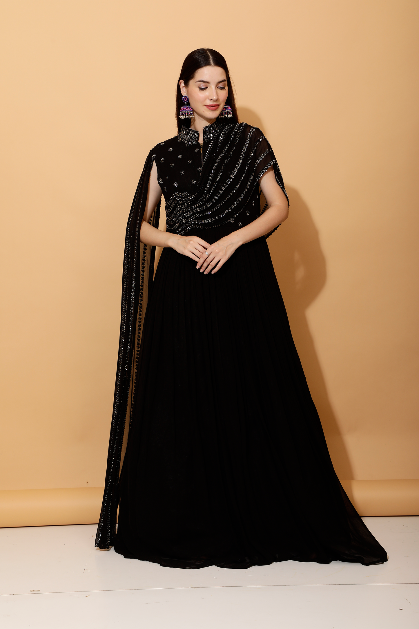 Black Gown With Tale Sleeves