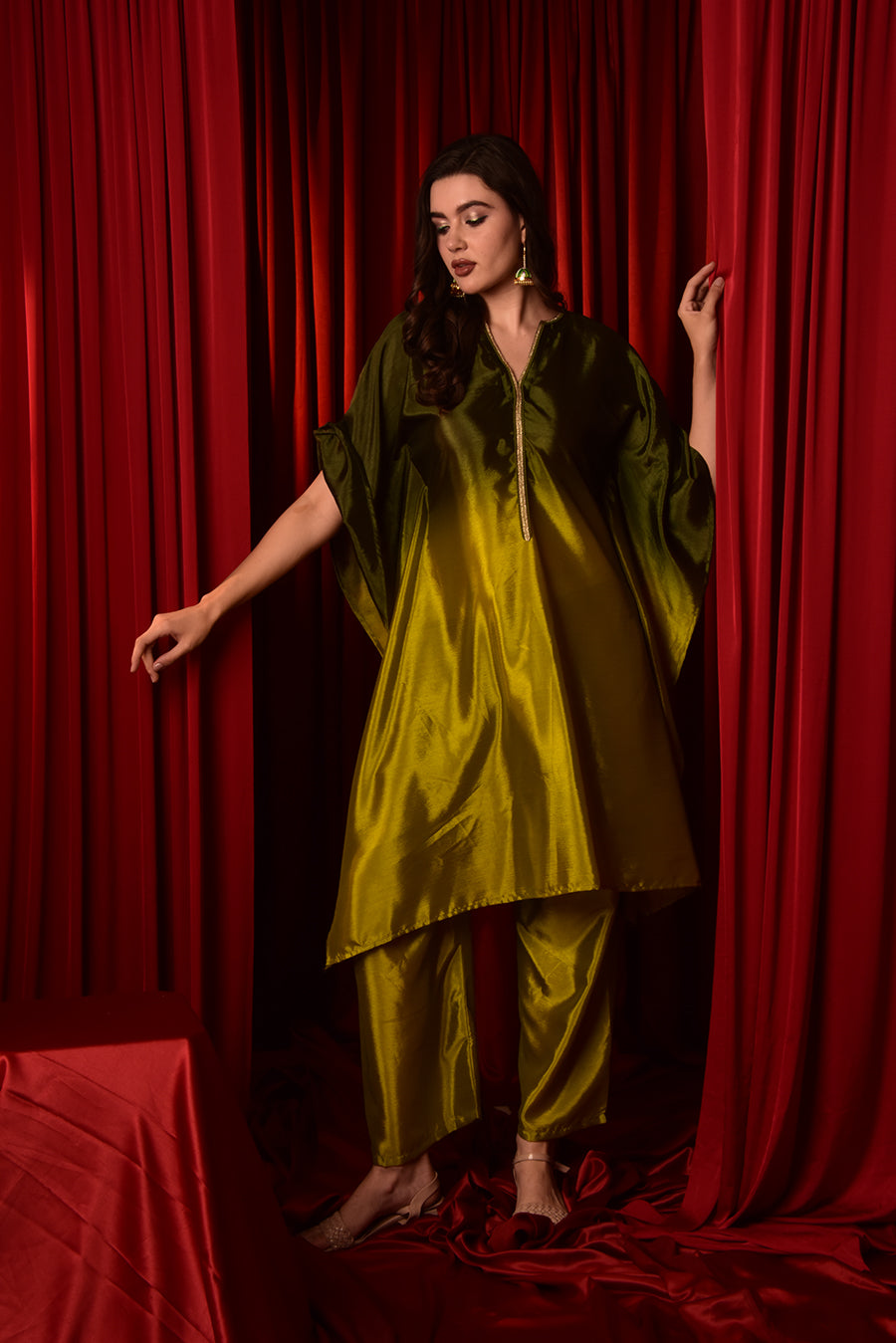 GREEN OMBRE KAFTAN CO-ORD SET