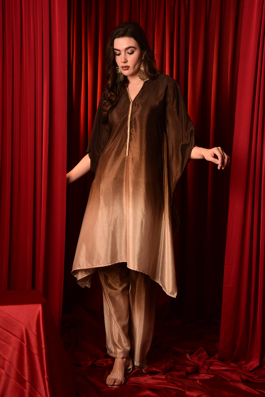 BROWN OMBRE KAFTAN CO-ORD SET