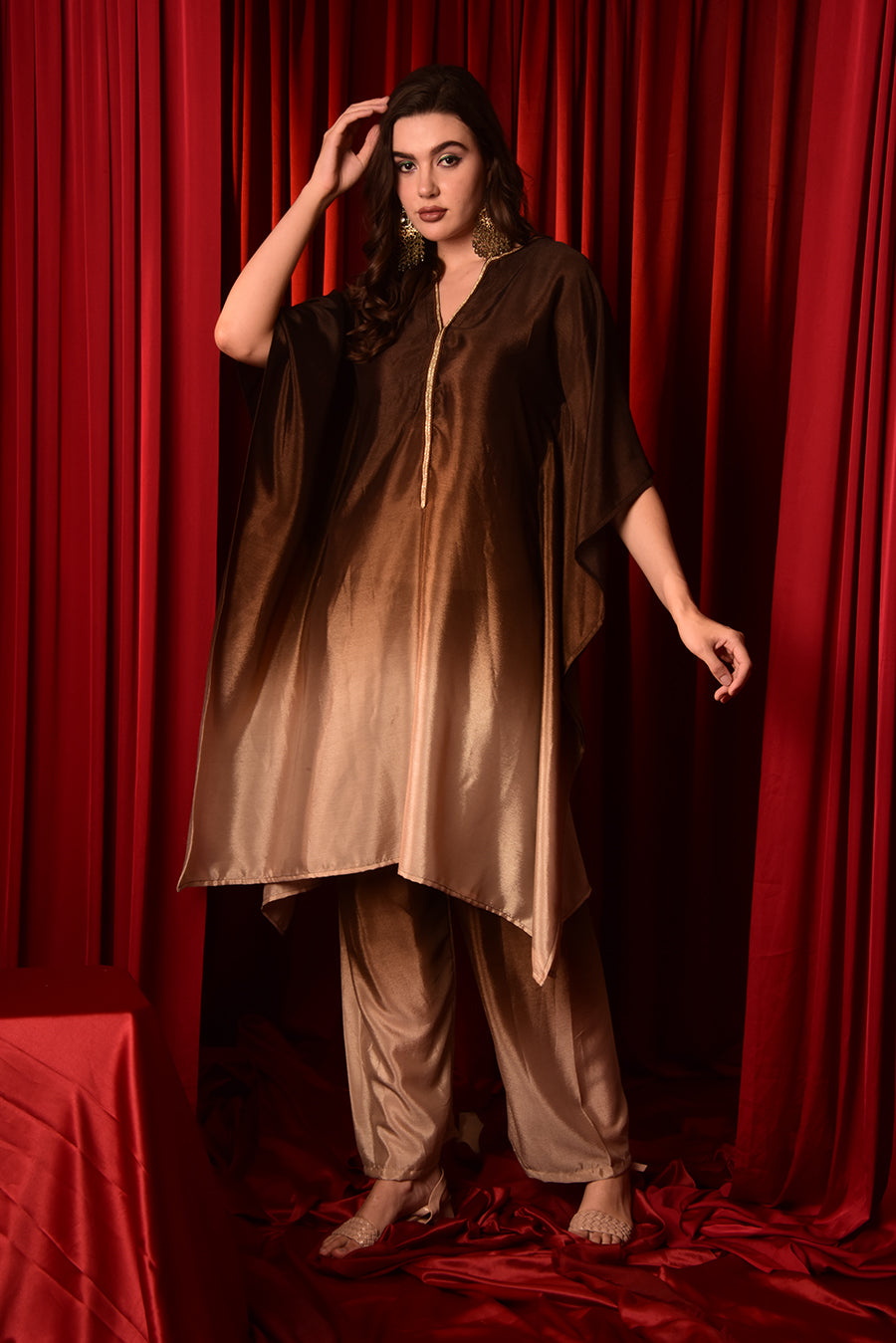 BROWN OMBRE KAFTAN CO-ORD SET