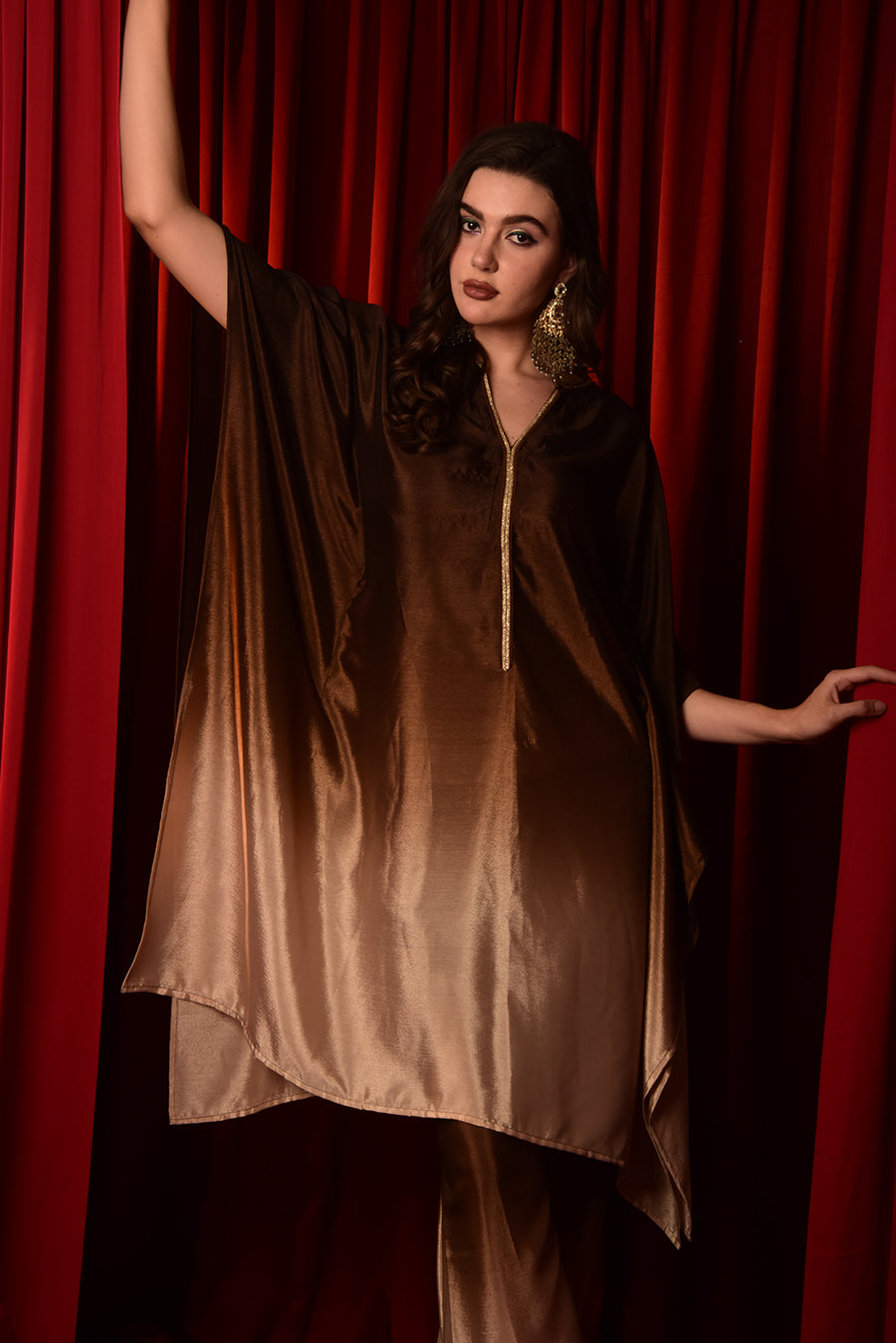 BROWN OMBRE KAFTAN CO-ORD SET