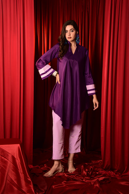 PURPLE A-LINE HIGH LOW CO-ORD SET