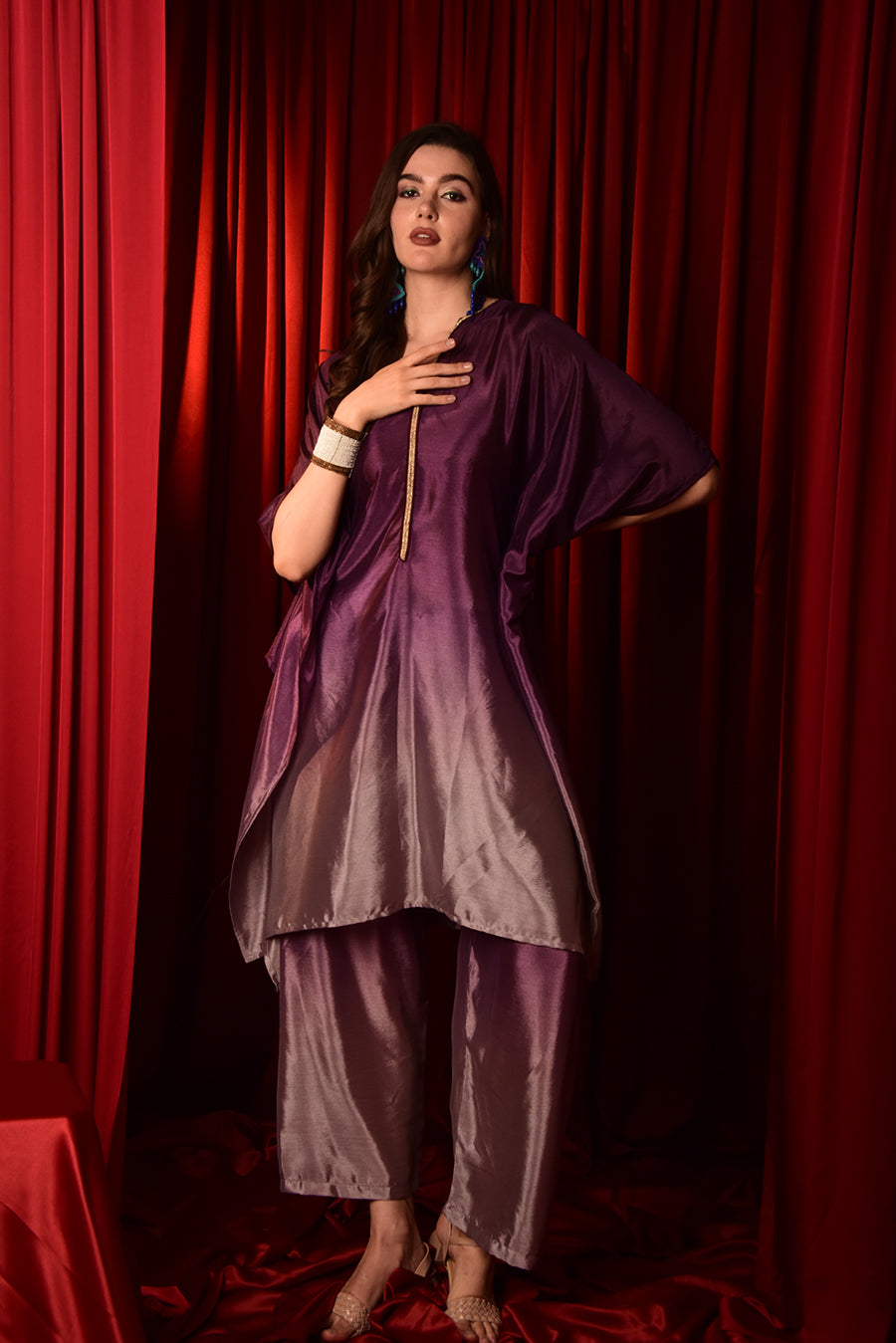 PURPLE OMBRE KAFTAN CO-ORD SET