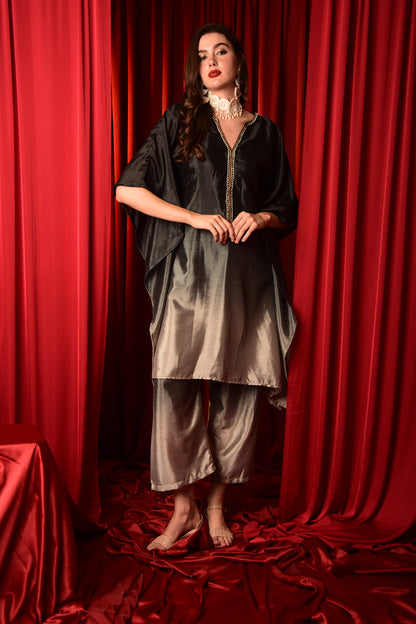 GREY BLACK KAFTAN CO-ORD SET