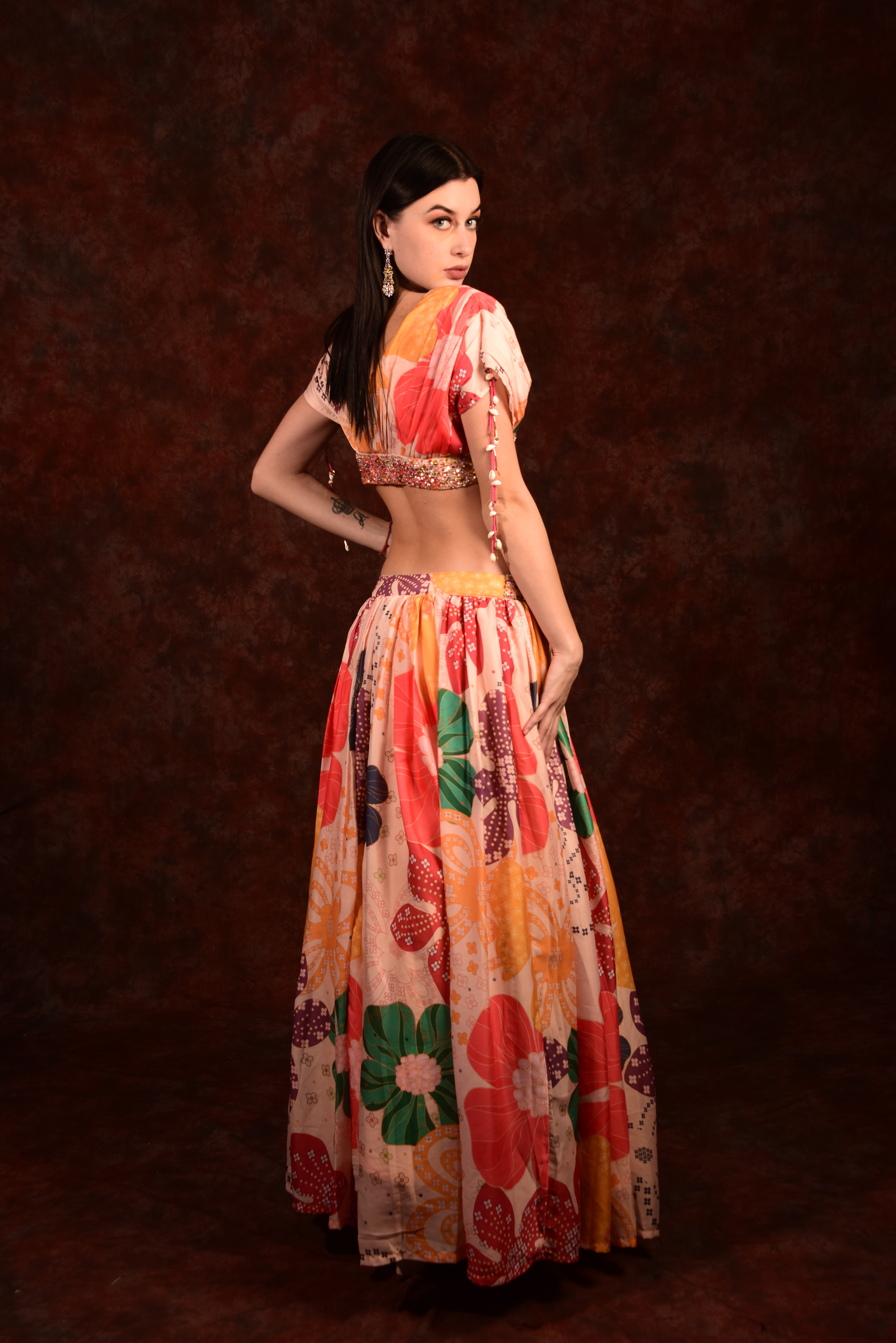 Indo western long skirt 2025 crop top latest look