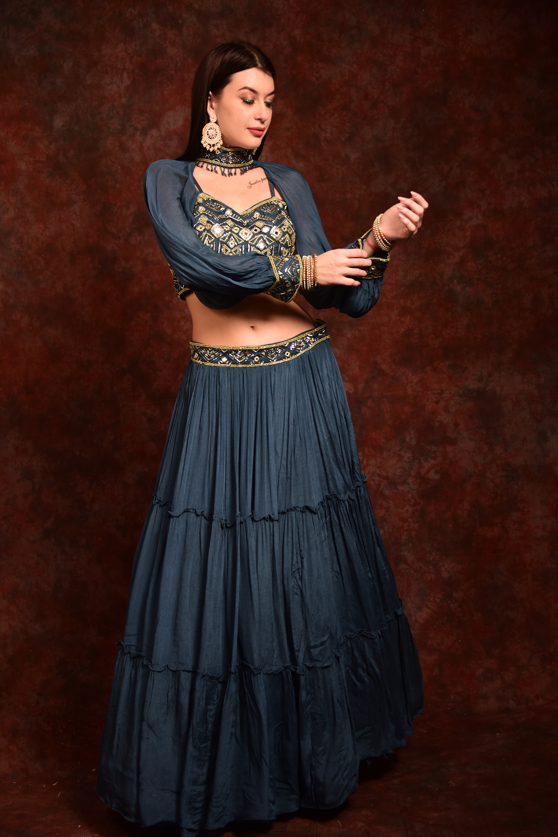 Blue sales skirt lehenga
