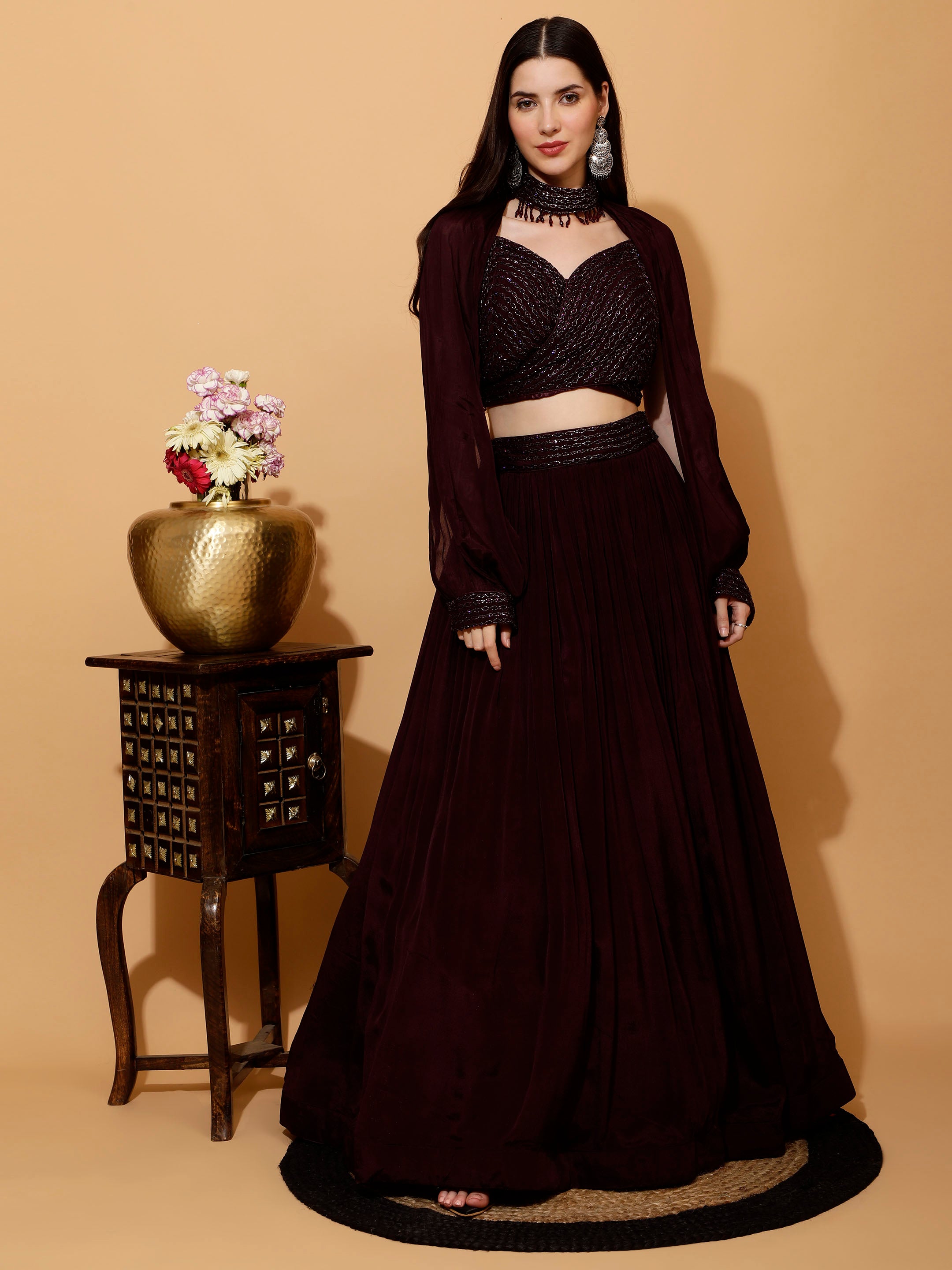 Indo Western Lehenga for Reception | Cocktail Lehenga for Weding Guest