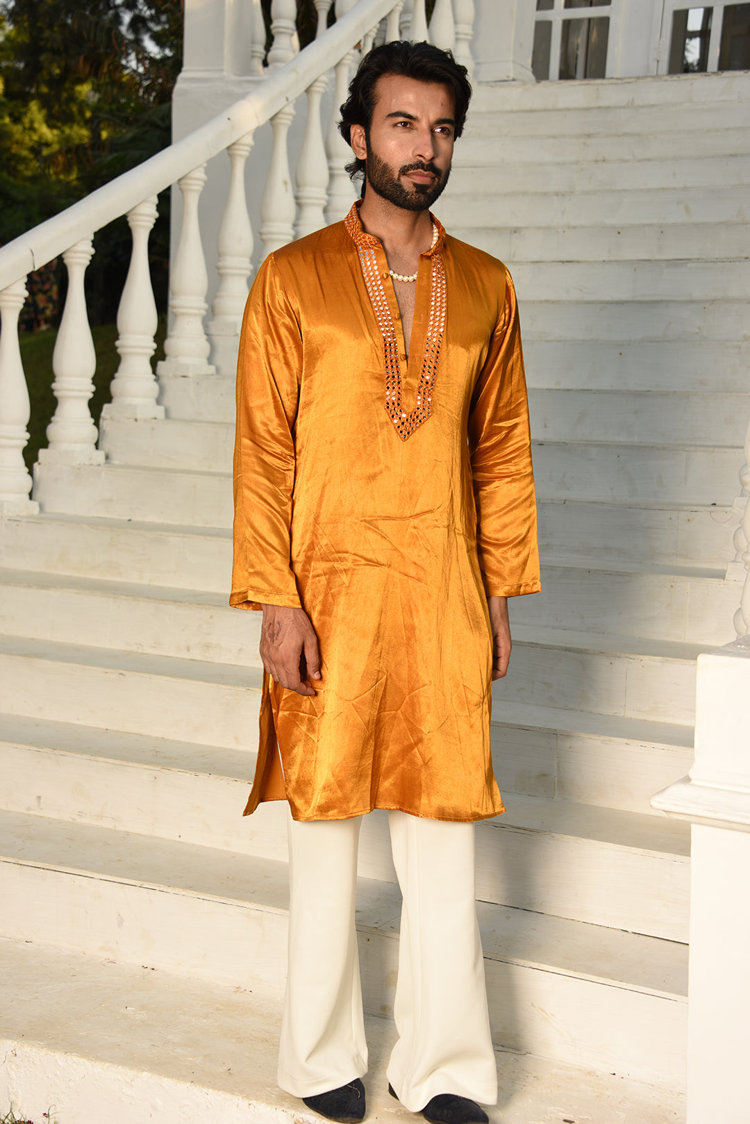 PURE GAJJI SILK STRAIGHT KURTA WITH PANTS