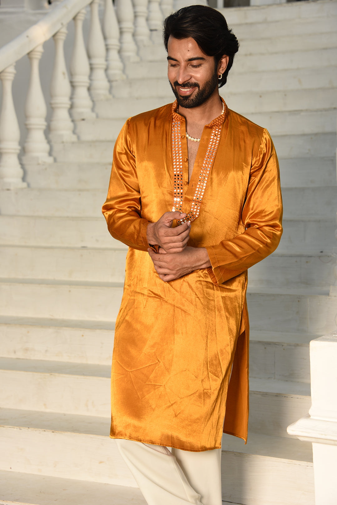 PURE GAJJI SILK STRAIGHT KURTA WITH PANTS